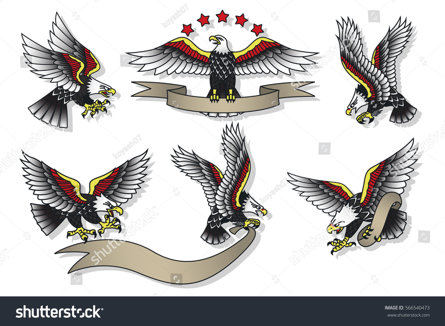 Download Vector American Eagles Set Traditional Tattoo Stock Vector ...