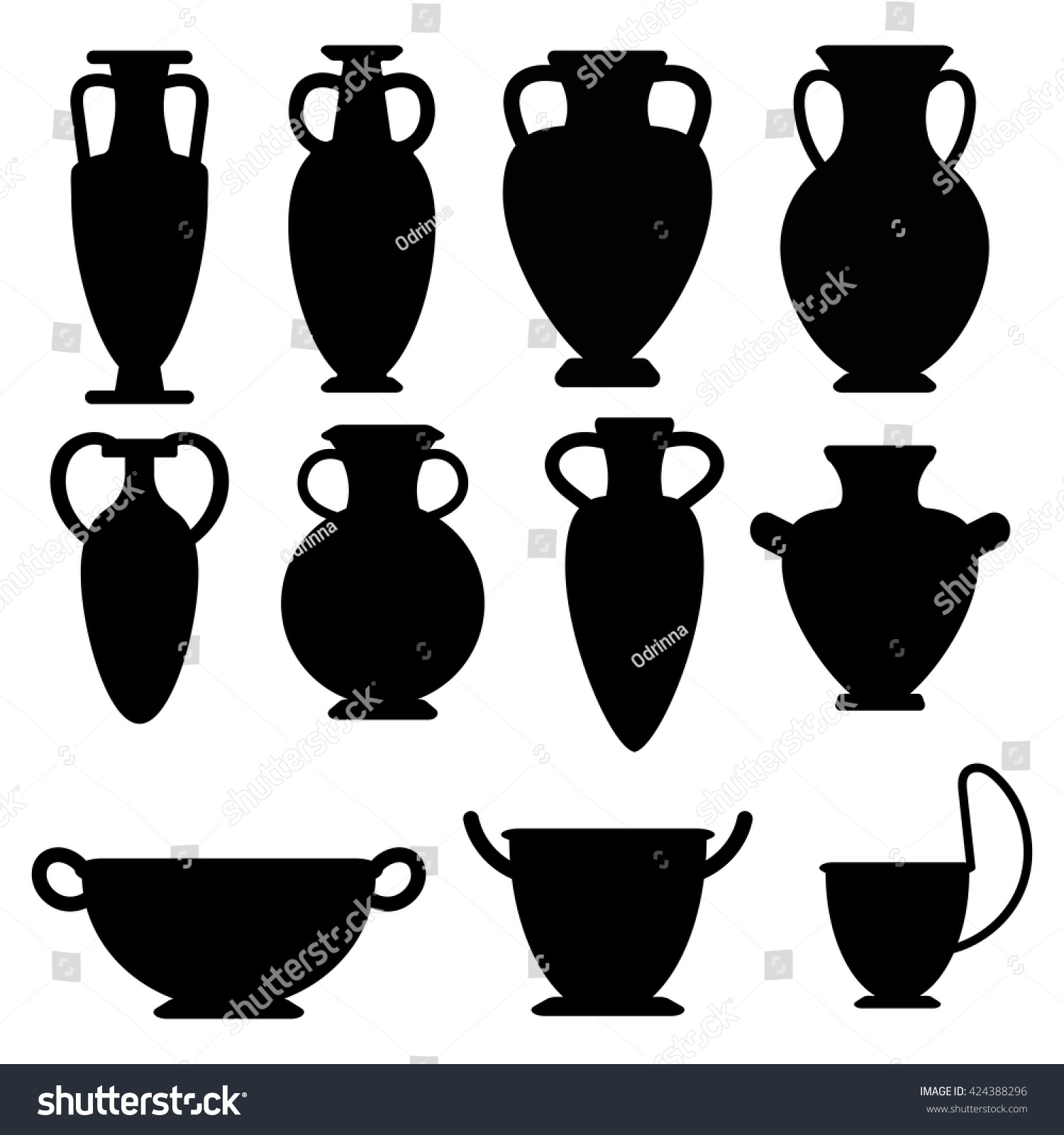 Vector Ancient Greek Vases Set Amphora Stock Vector 424388296 ...