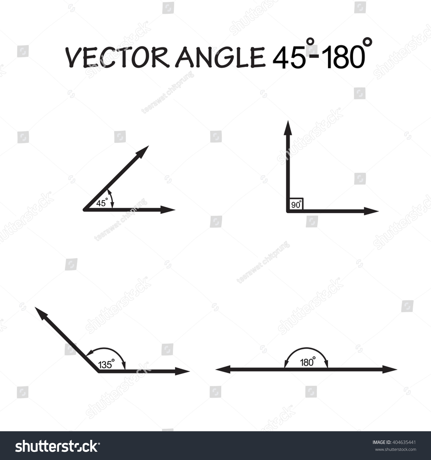 Vector Angle 45180 Degrees Geometry Math Stock Vector (Royalty Free ...