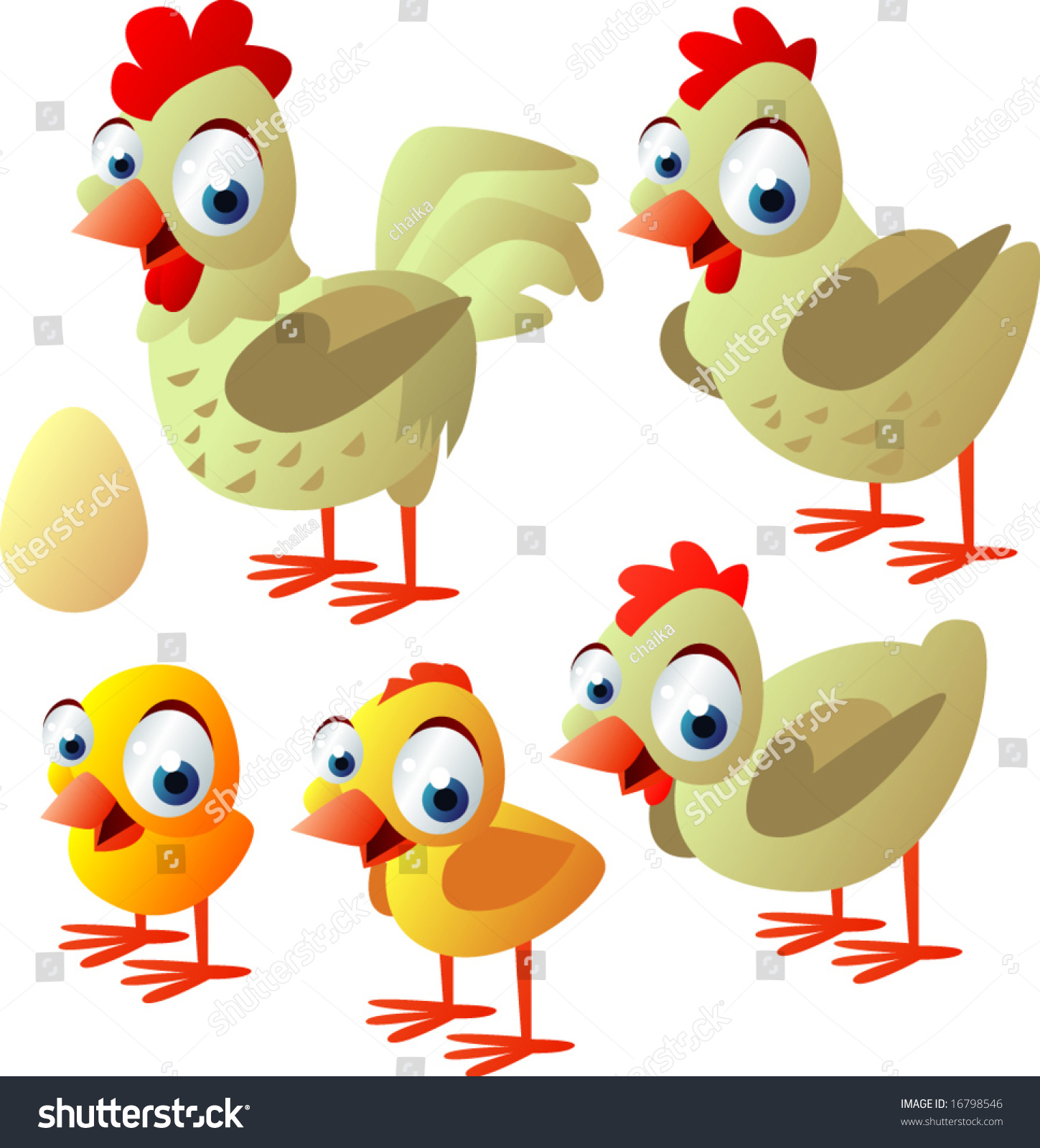 Vector Animal Set 67: Chicken, Hen, Rooster, Egg - 16798546 : Shutterstock