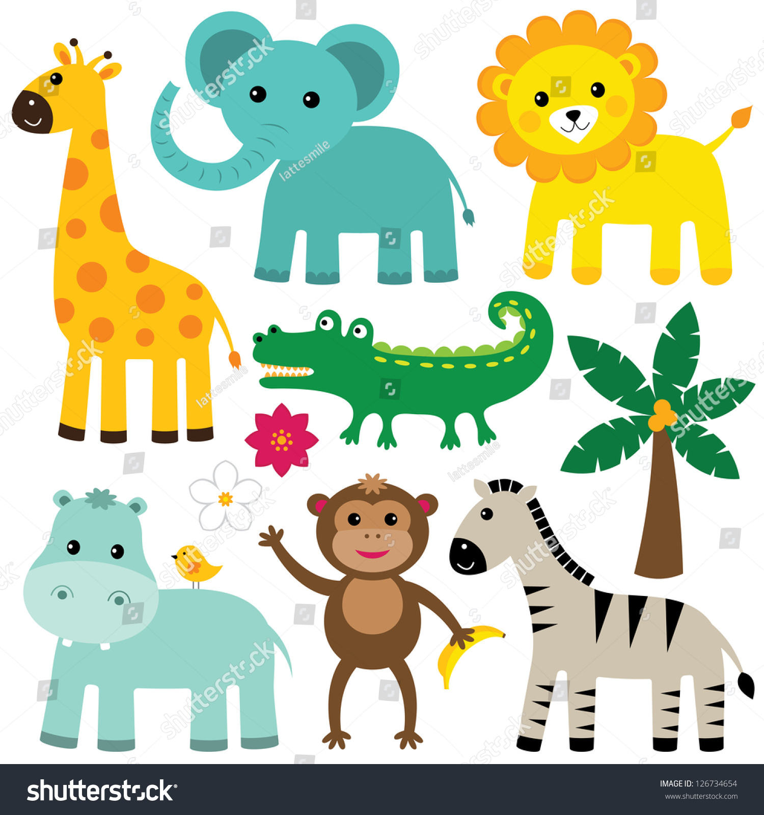 Vector Animals Set Stock Vector 126734654 - Shutterstock