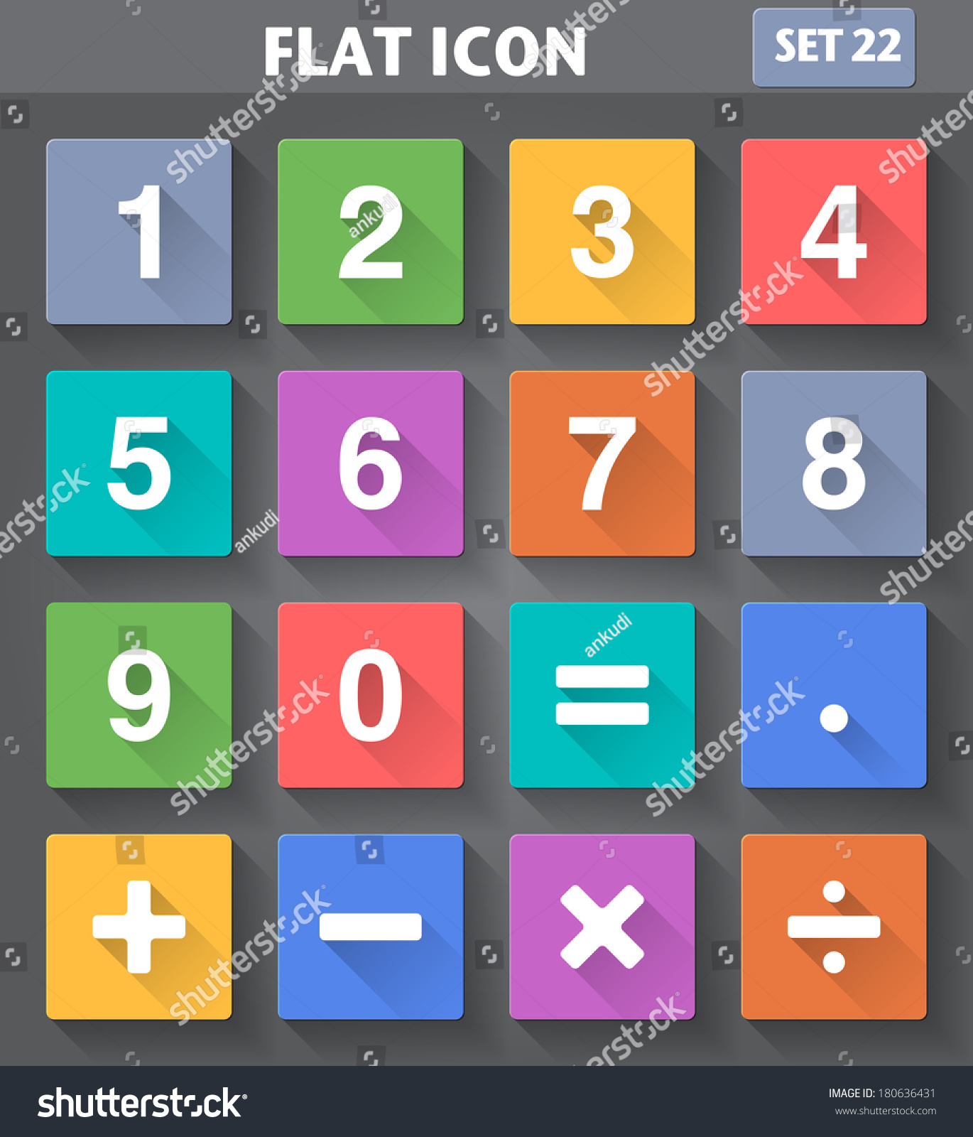 Vector Application Numbers Mathematical Icons Set Stock Vector ...