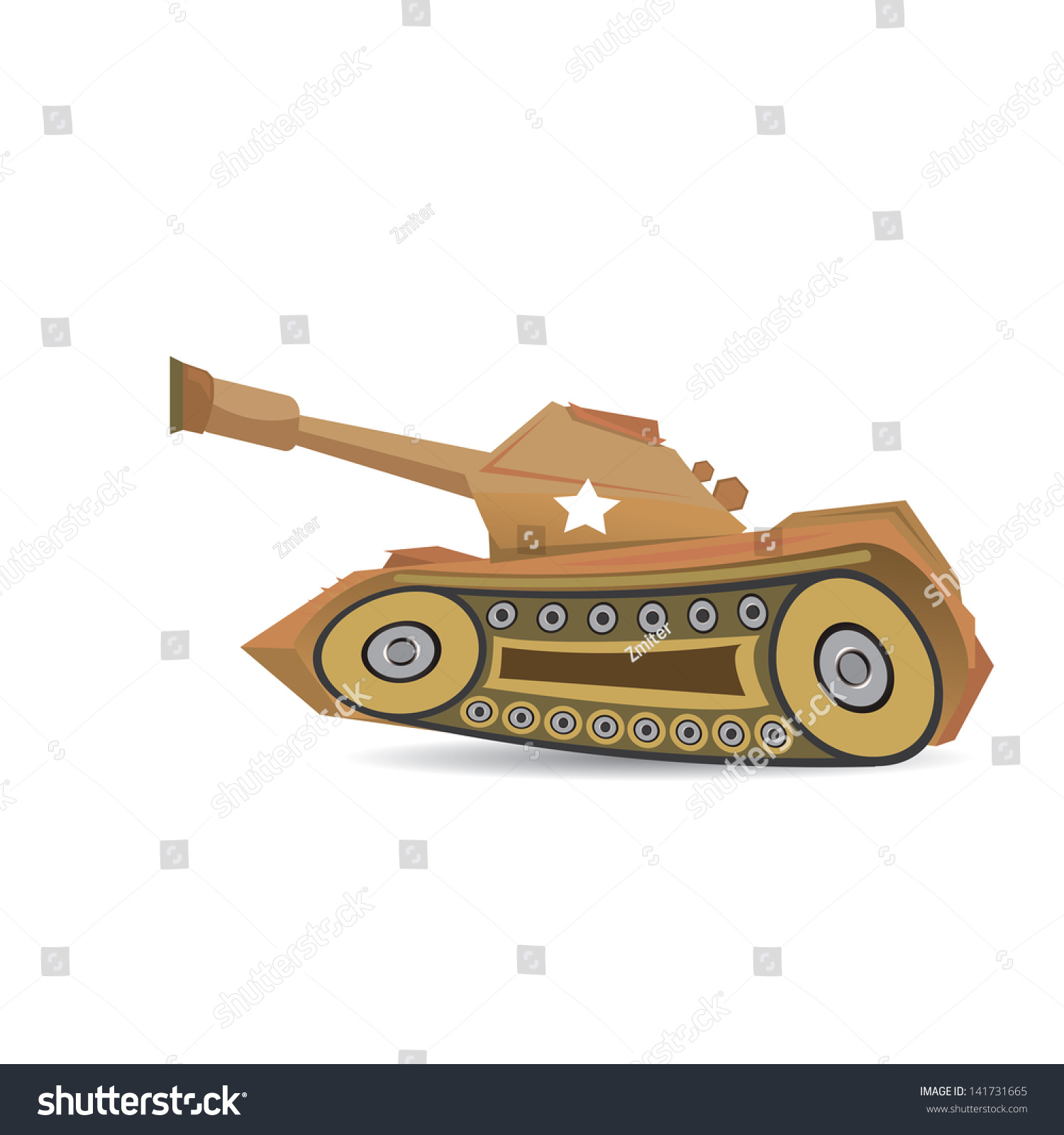 Vector Army Tank. Vector Military Brown Tank. Kids Background With ...