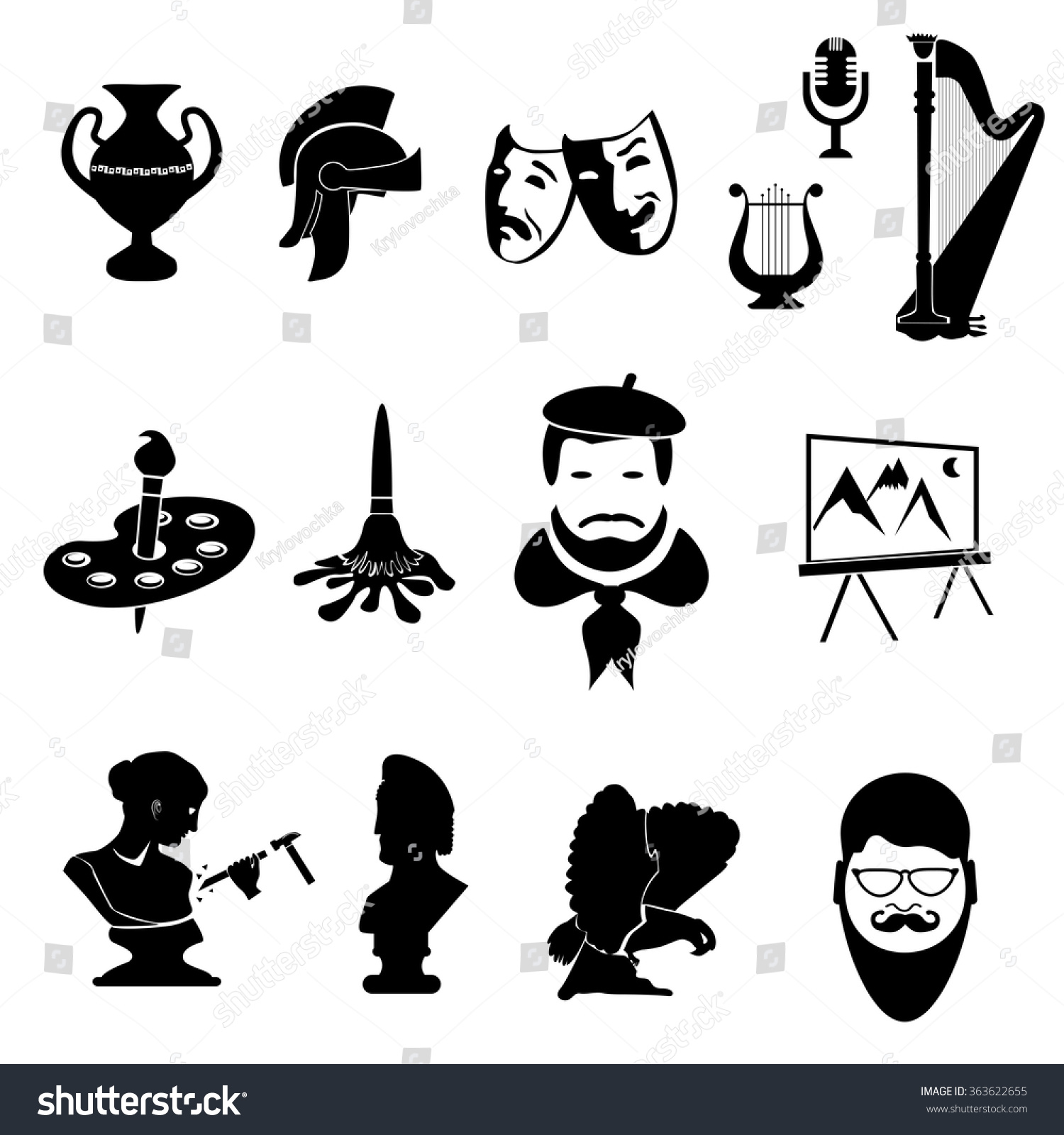 Vector Art Culture Creativity Black White Stock Vector 363622655 ...