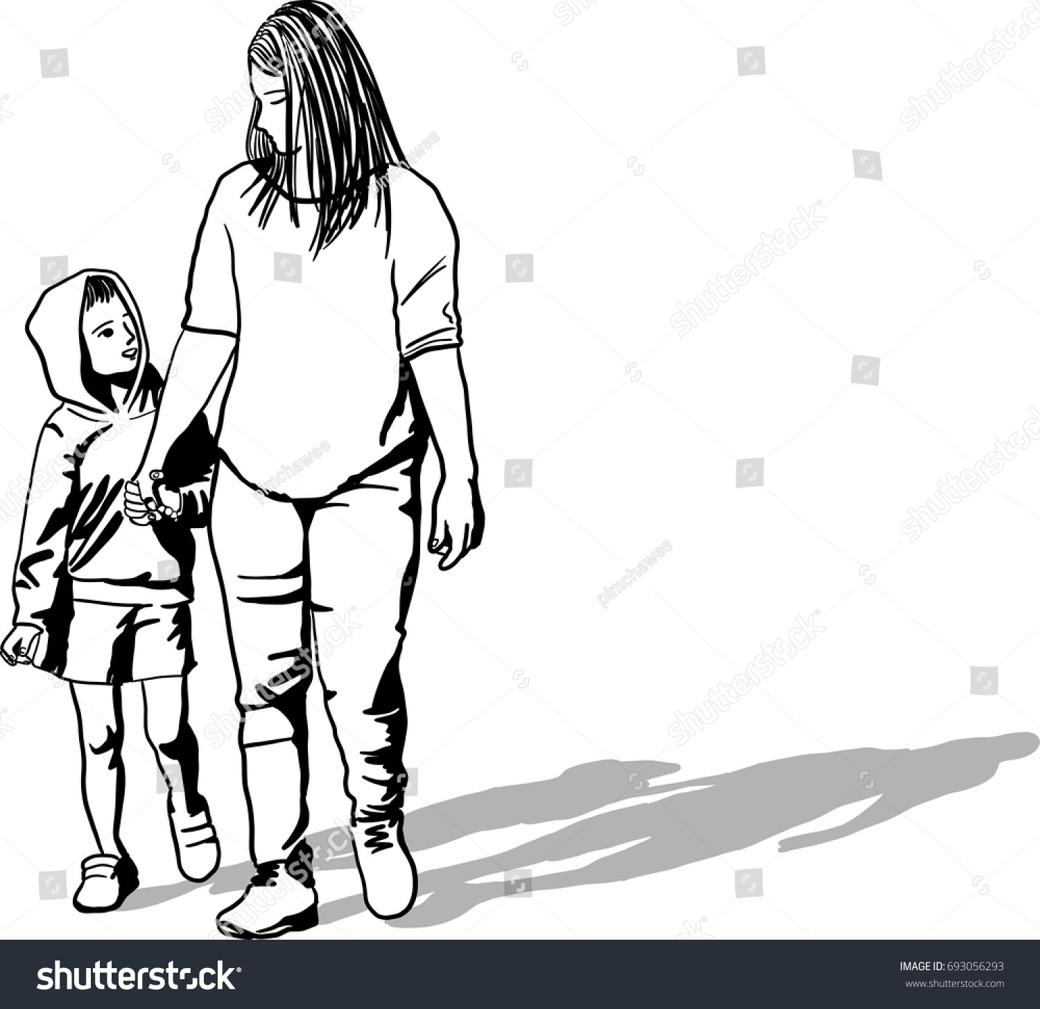 Vector Art Drawing Mother Holding Hands เวกเตอร์สต็อก ปลอดค่าลิขสิทธิ์ 693056293 Shutterstock 4750