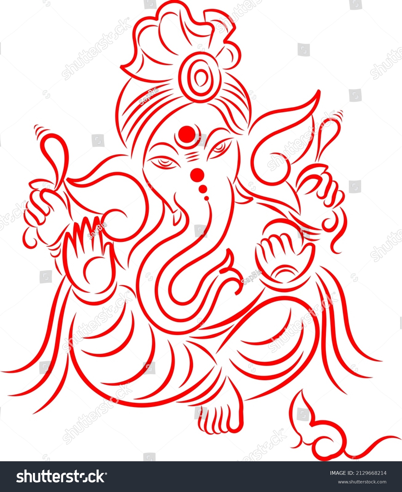 Vector Art Hindu God Ganapati Ganesh Stock Vector (Royalty Free) 2129668214