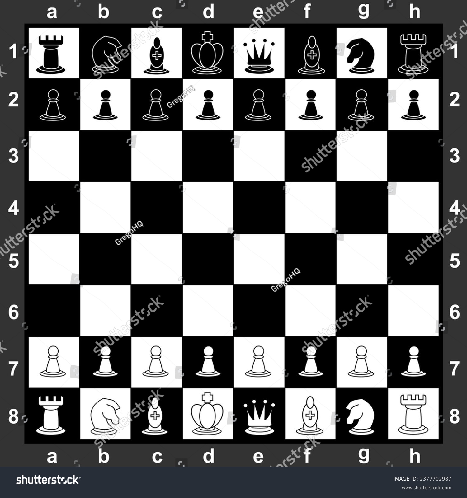 SVG of Vector art with black and white chessboard with all pieces, art, drawing. svg