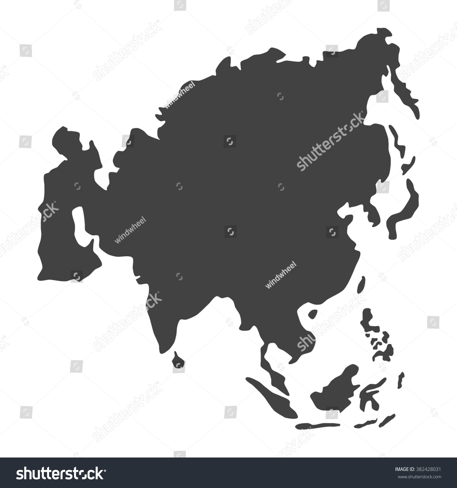 Vector Asia Map Stock Vector (Royalty Free) 382428031 | Shutterstock