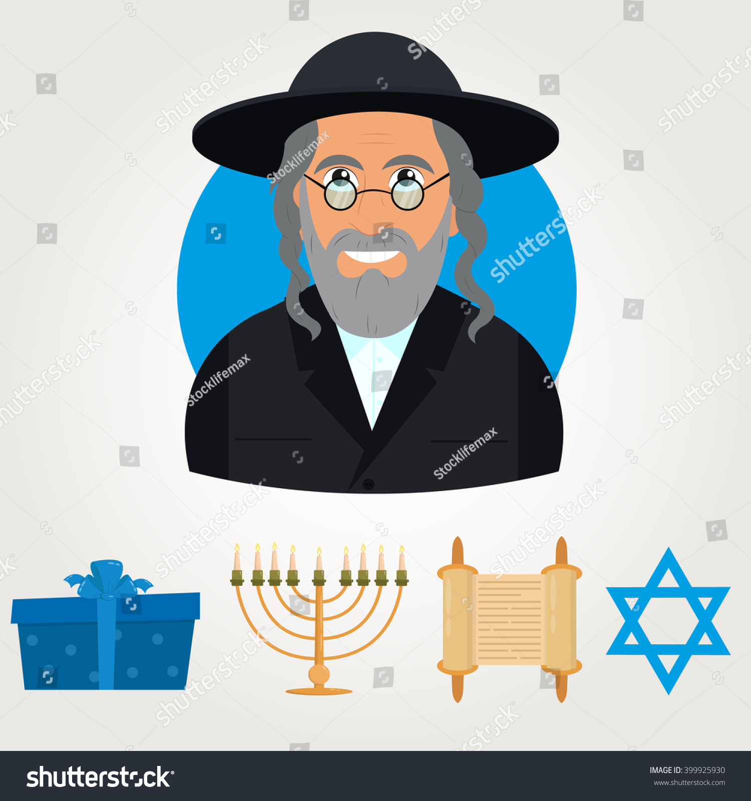 Vector Avatar Of Jew Man With Traditional Headdress. Avatar Jewish Man ...