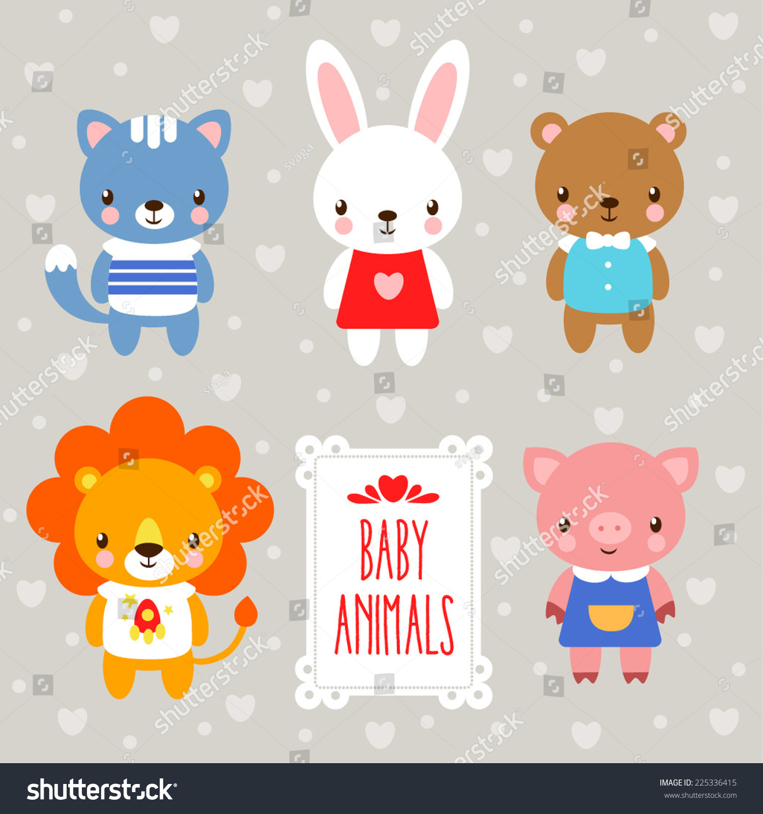 Vector Baby Animals Stock Vector 225336415 - Shutterstock