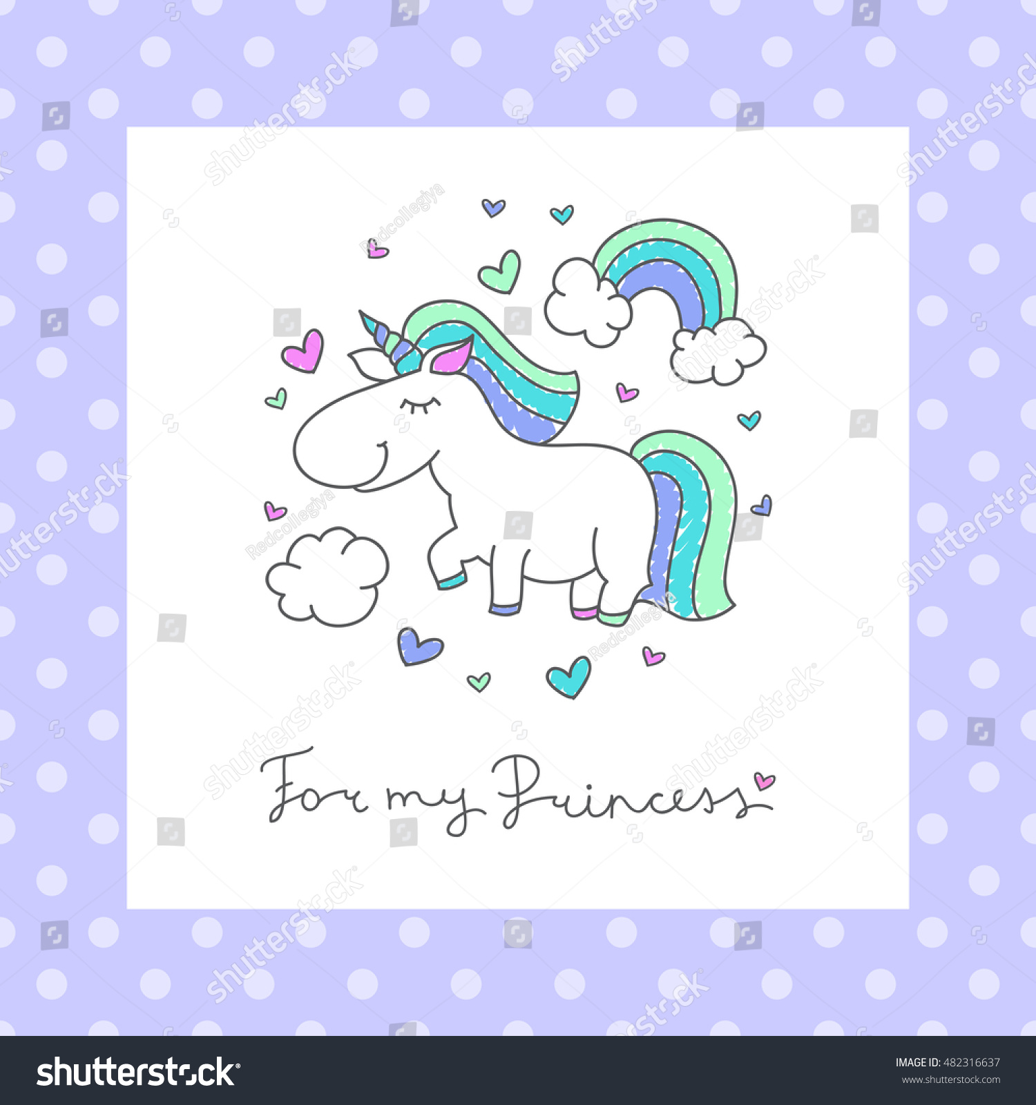 SVG of vector baby greeting card with unicorn, rainbow and clouds svg