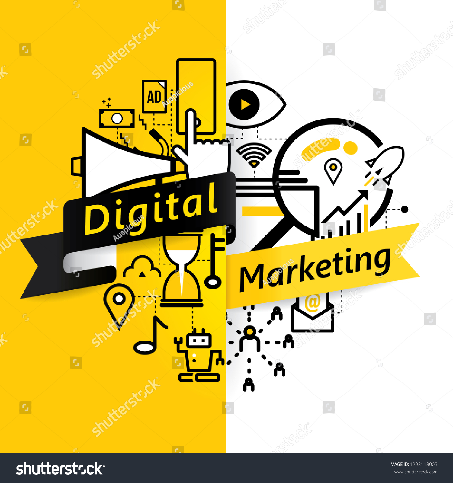 Vector Background Design Digital Marketing Concept Stock Vector ...