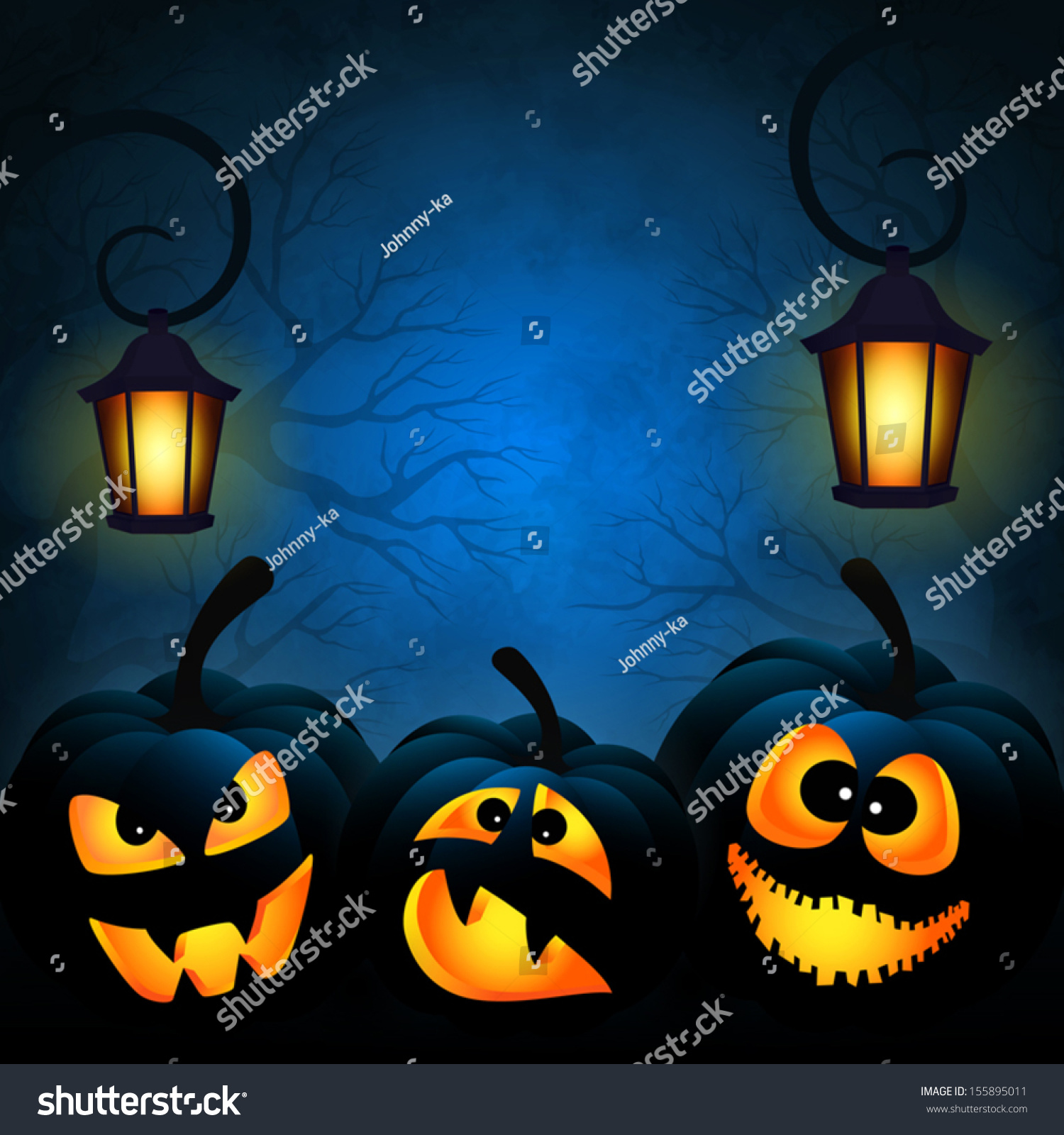 Vector Background Halloween Funny Pumpkins Stock Vector 155895011