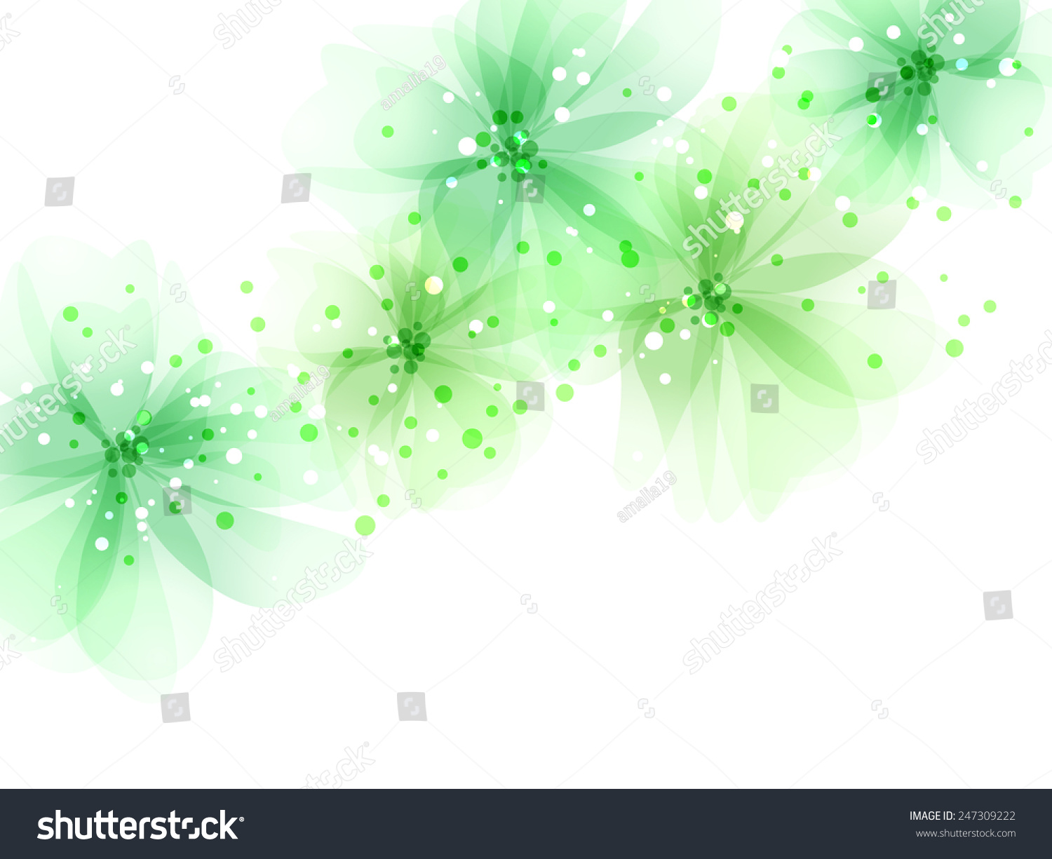 Vector Background With Green Flowers - 247309222 : Shutterstock