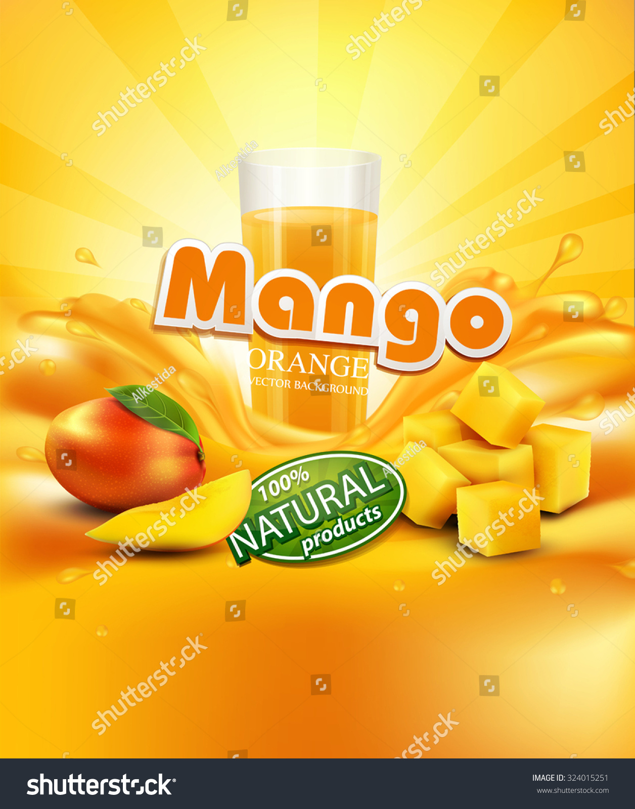 Vector Background Mango Glass Juice Slices Stock Vector 324015251 ...