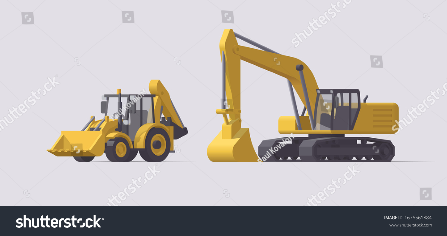 Vector Backhoe Loader Heavy Shovel Excavator Stock Vector (Royalty Free ...