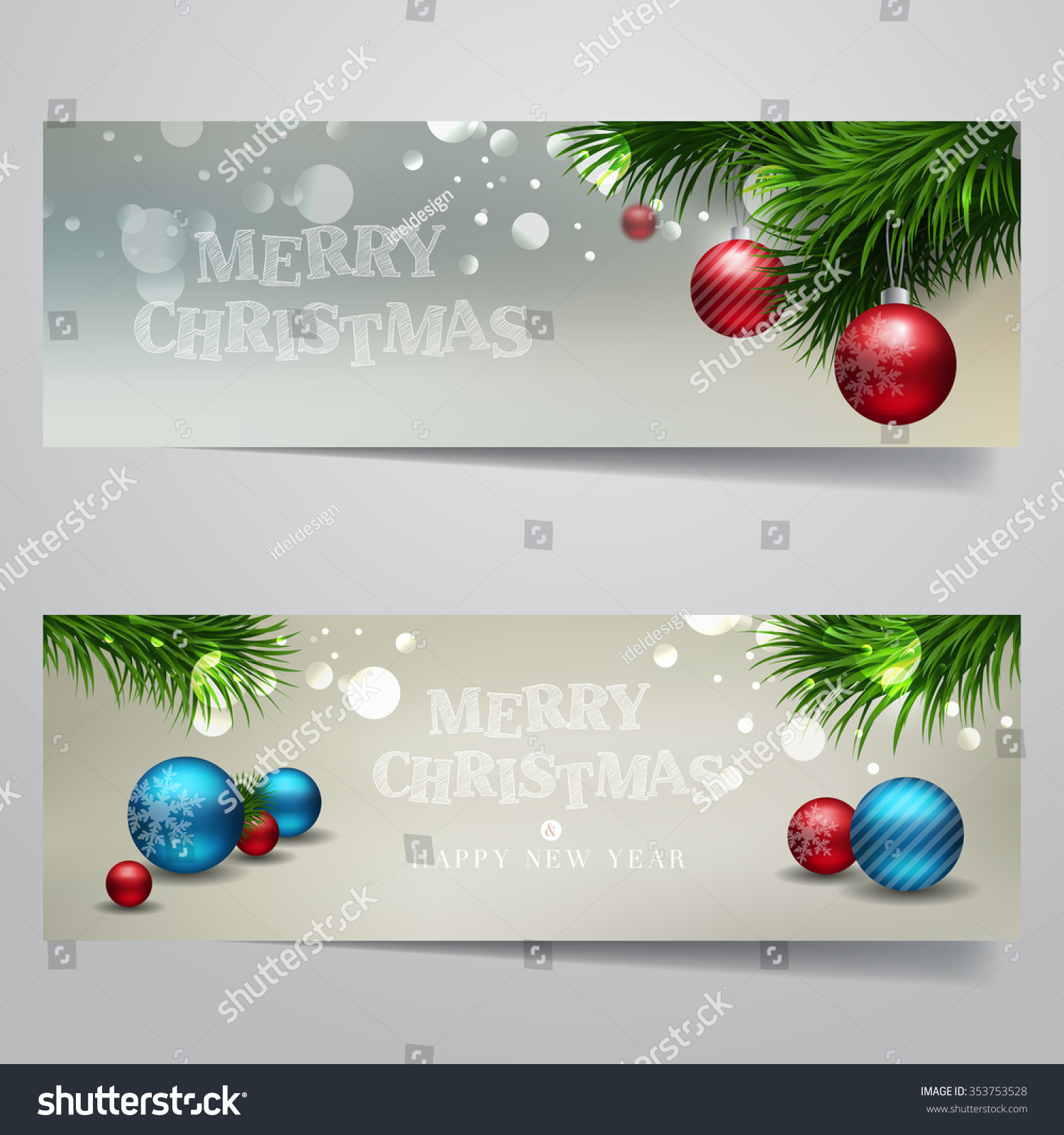 Vector Banner Christmas Background Ornaments Glossy Stock Vector ...