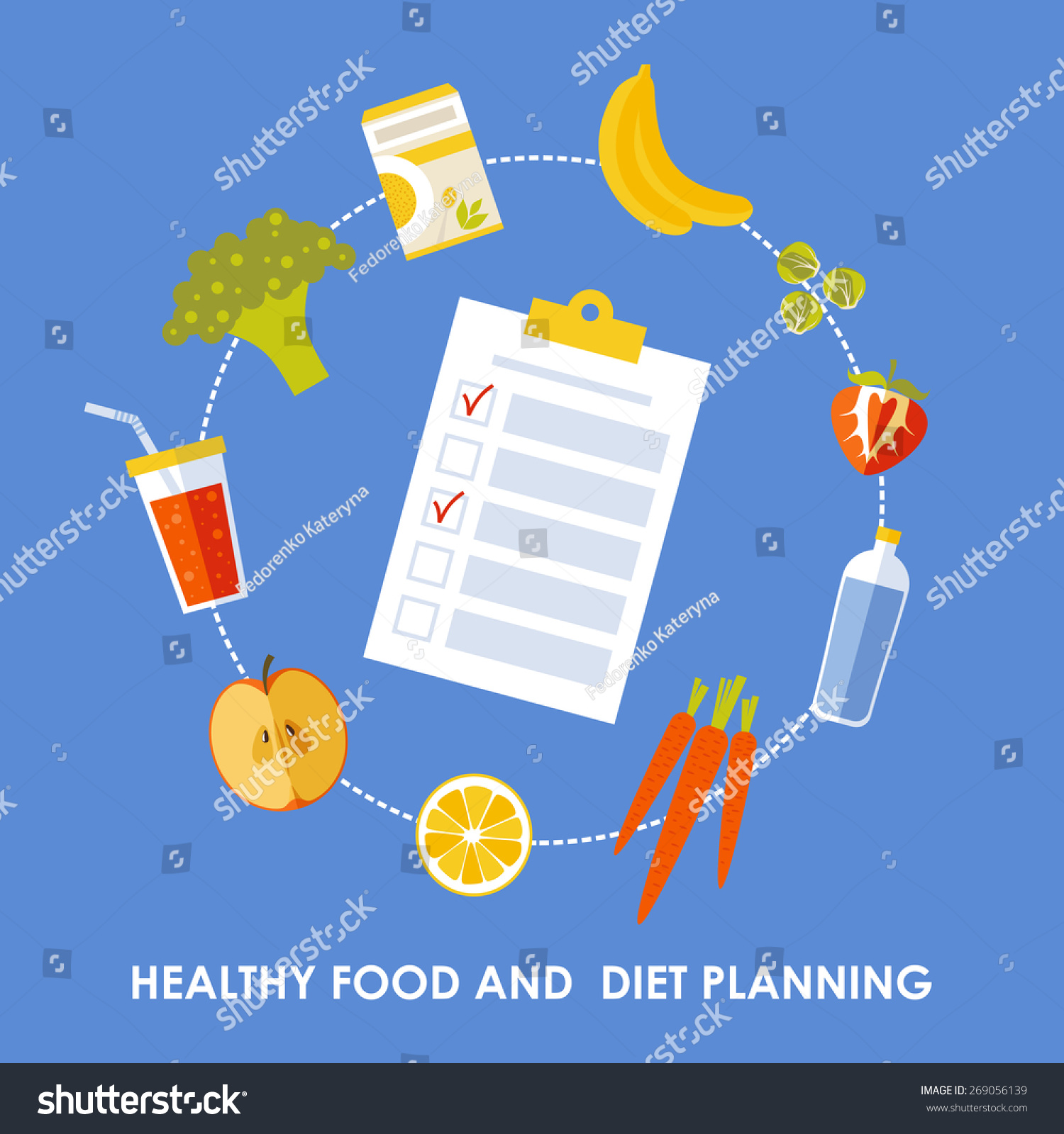 Vector Banner In Flat Style - Healthy Food And Diet Planning, Diet ...