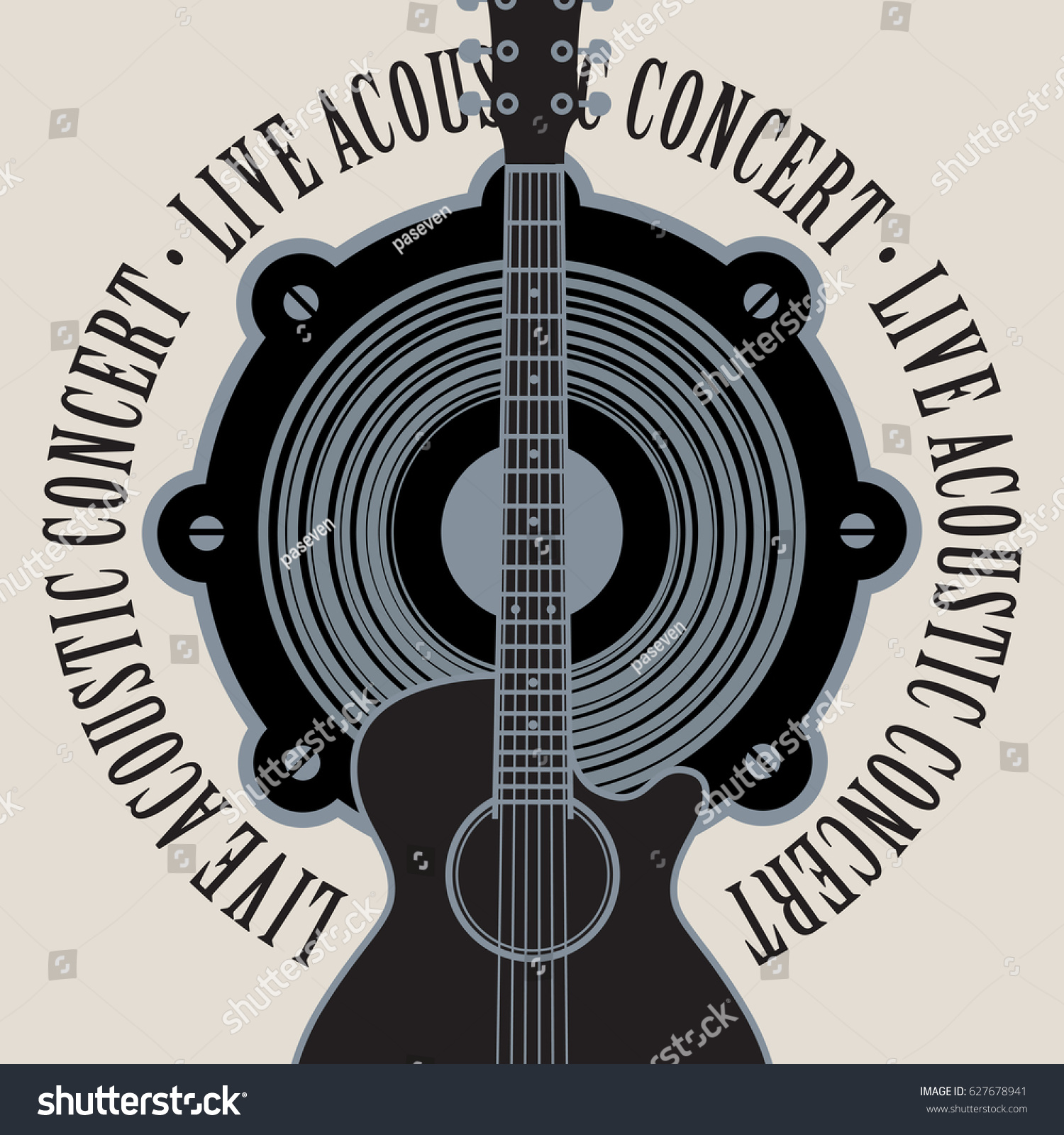 Vector Banner Acoustic Speaker Acoustic Guitar Stock Vektorgrafik Lizenzfrei