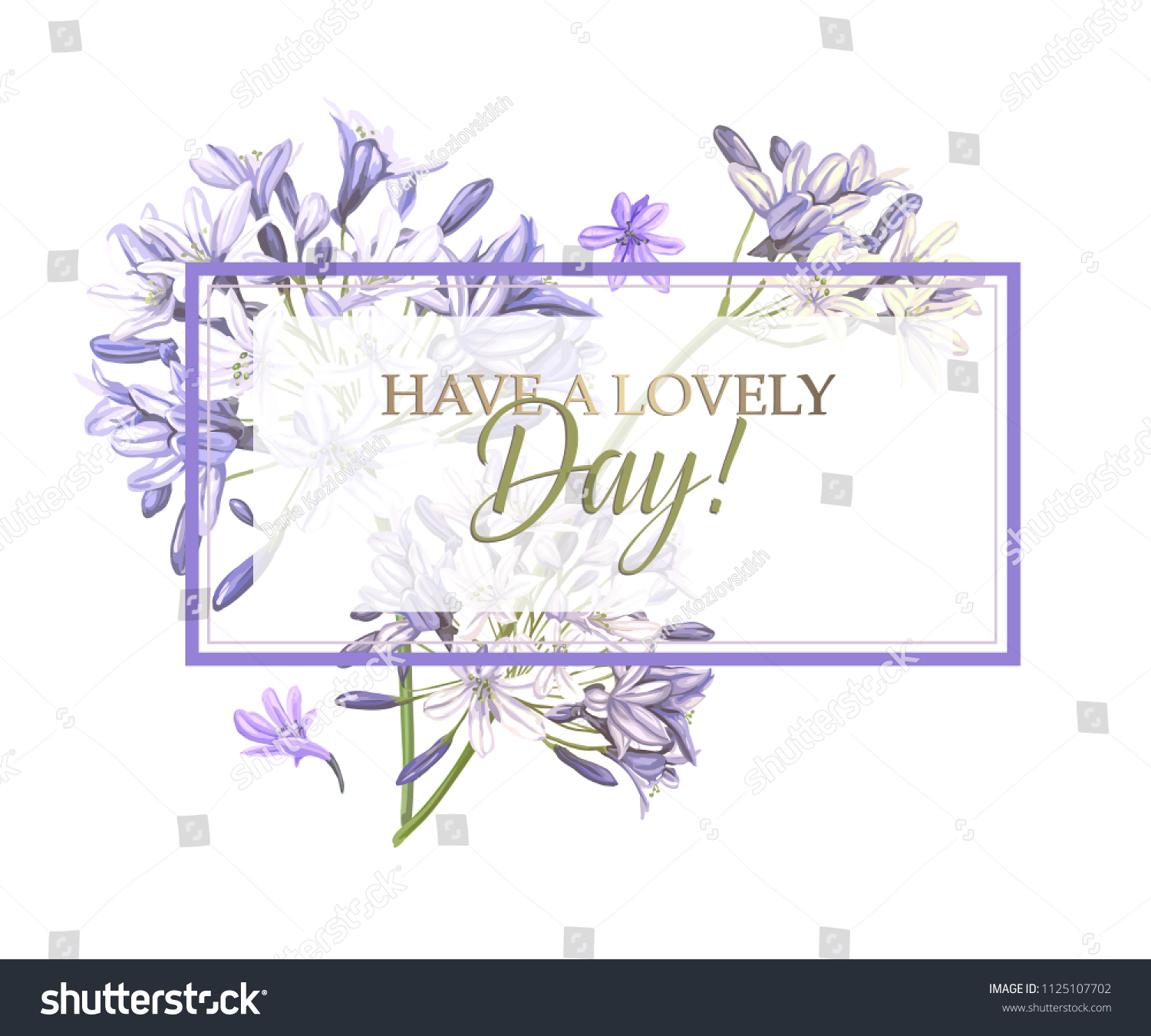 SVG of Vector banner with purple agapanthus flowers on white background. Floral design for textile, perfume, cosmetics, 
and other beauty products.  svg