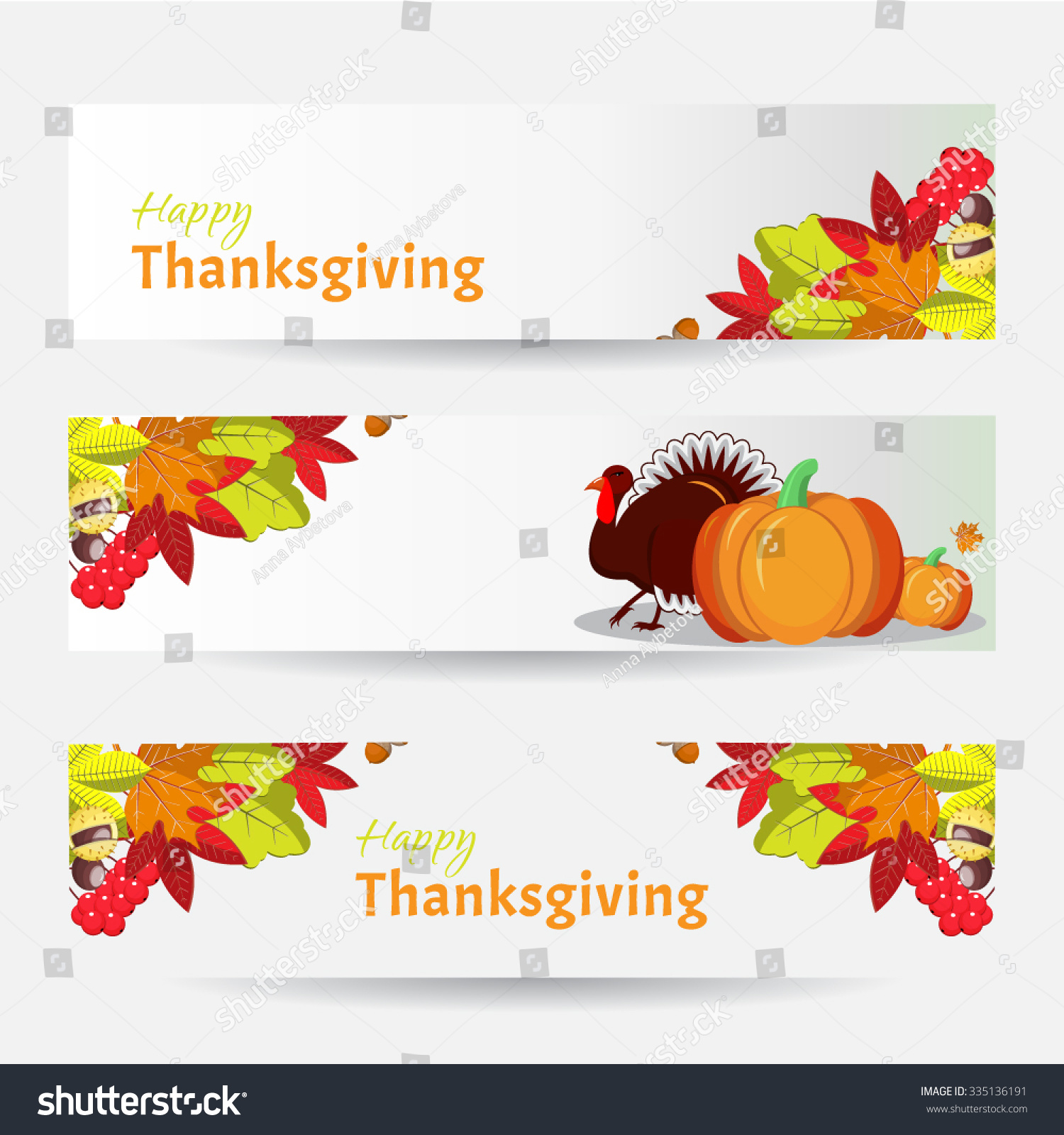 Vector Banners Thanksgiving Day Pumpkin Autumn Stock Vector 335136191 ...