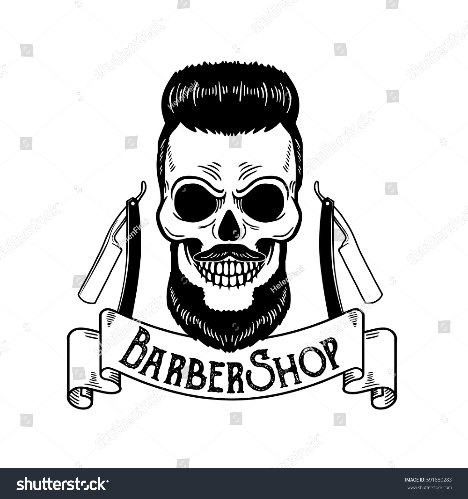 Vector Barbershop Emblem Barbershop Logo Badge Stock