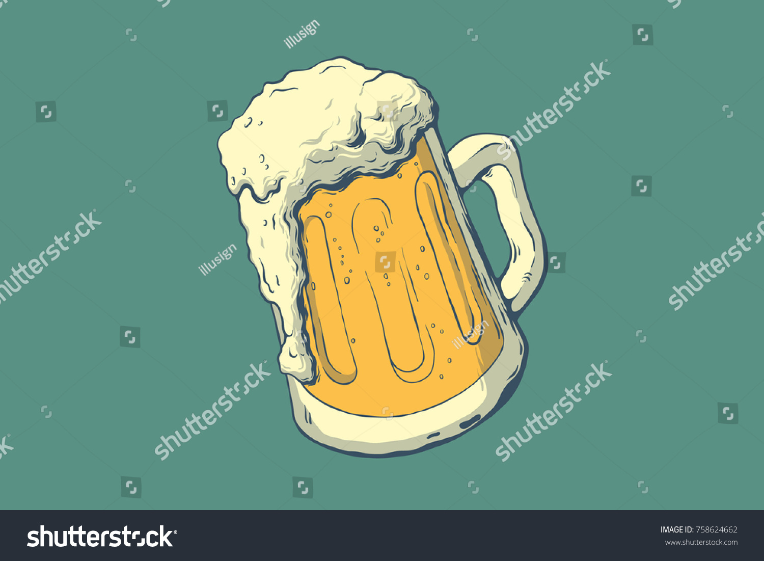 Vector Beer Illustration Hand Drawn Sign Stock Vector Royalty Free 758624662 1609