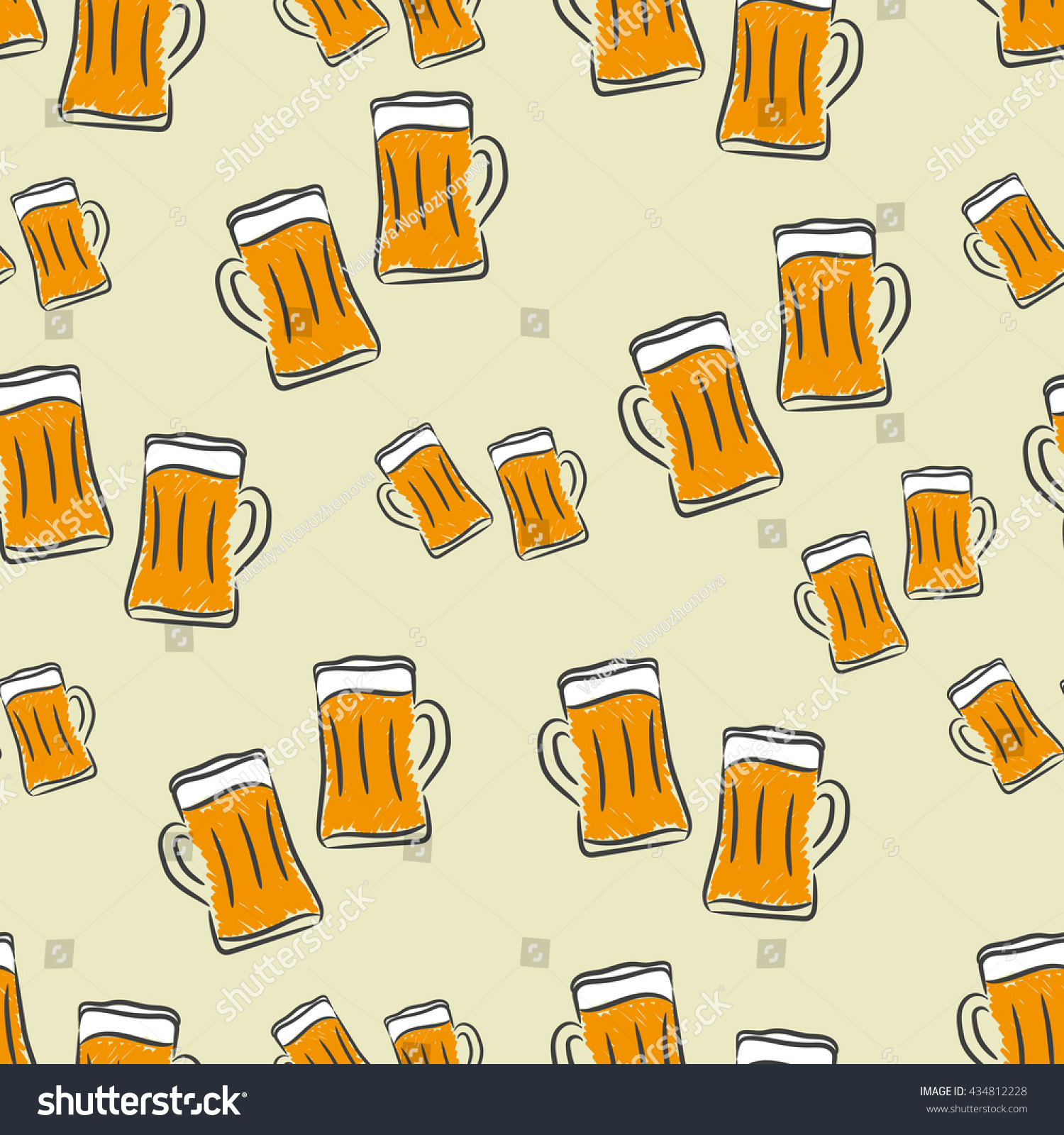 Vector Beer Seamless Pattern. Crafted Beer Background. Beer Mug Texture ...