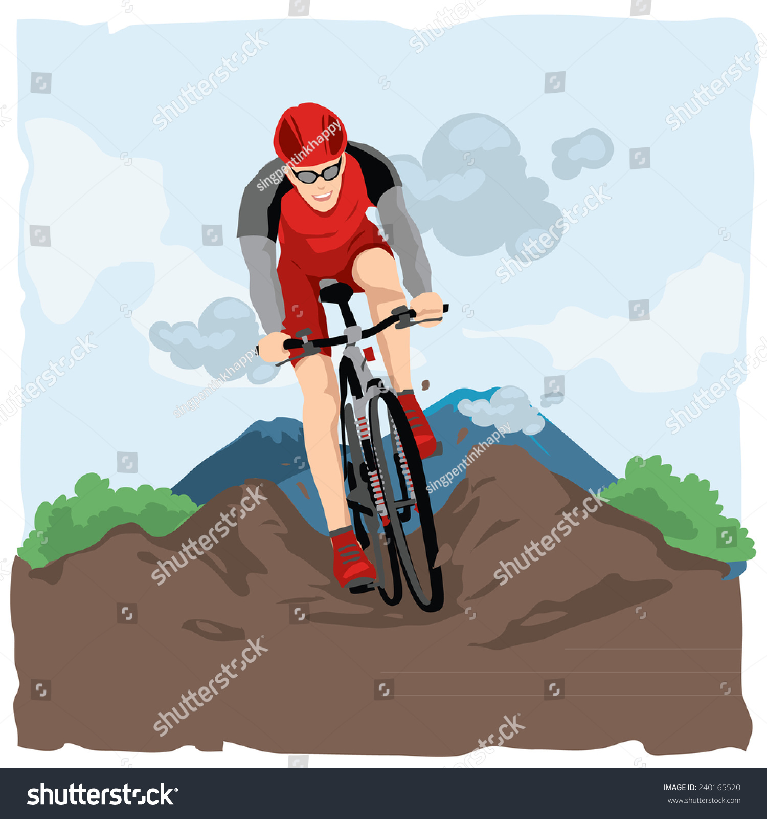 Vector Bicycling On Mountain - 240165520 : Shutterstock