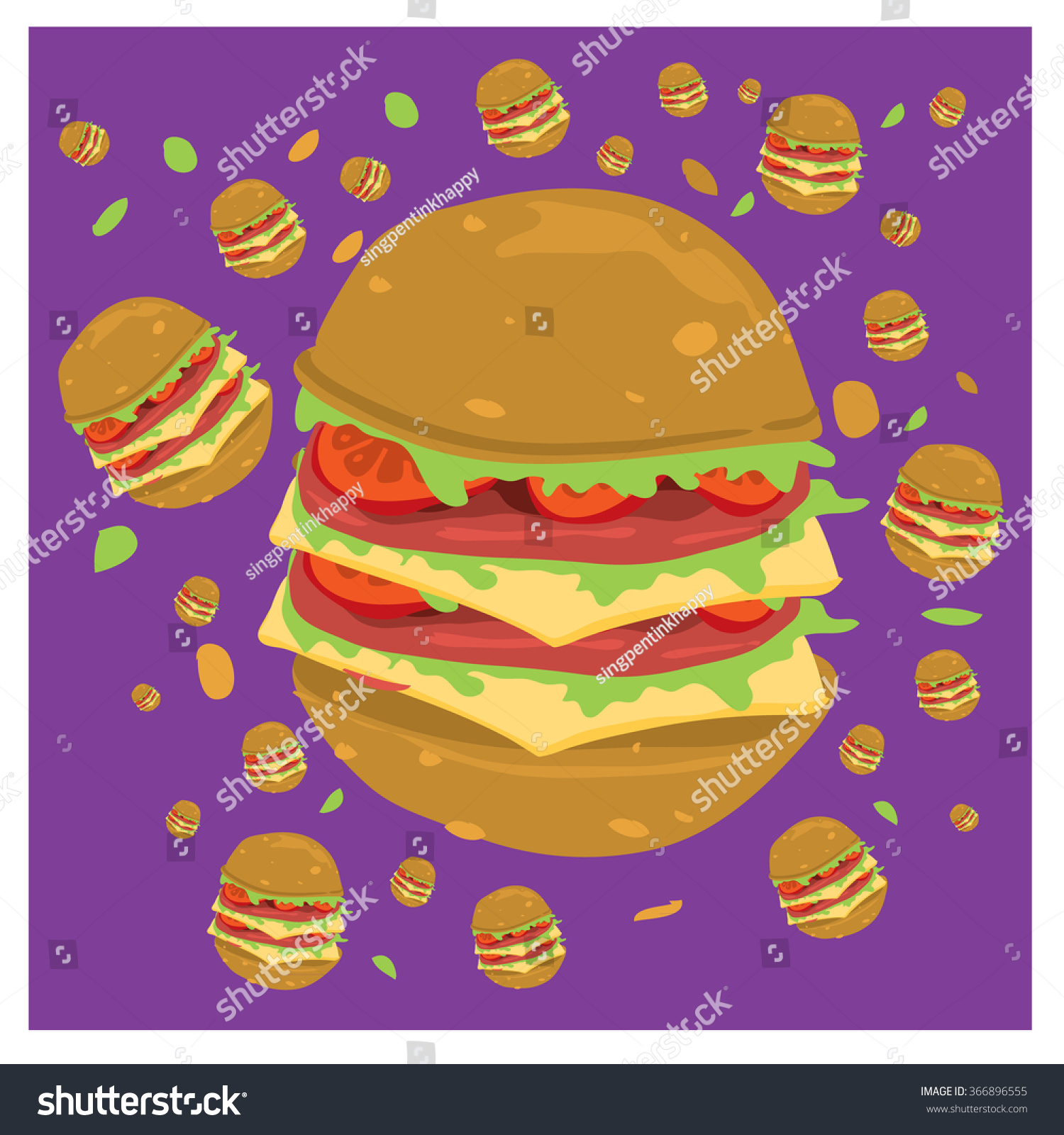 Vector Big Burger Illustration Stock Vector Royalty Free 366896555 Shutterstock 3455