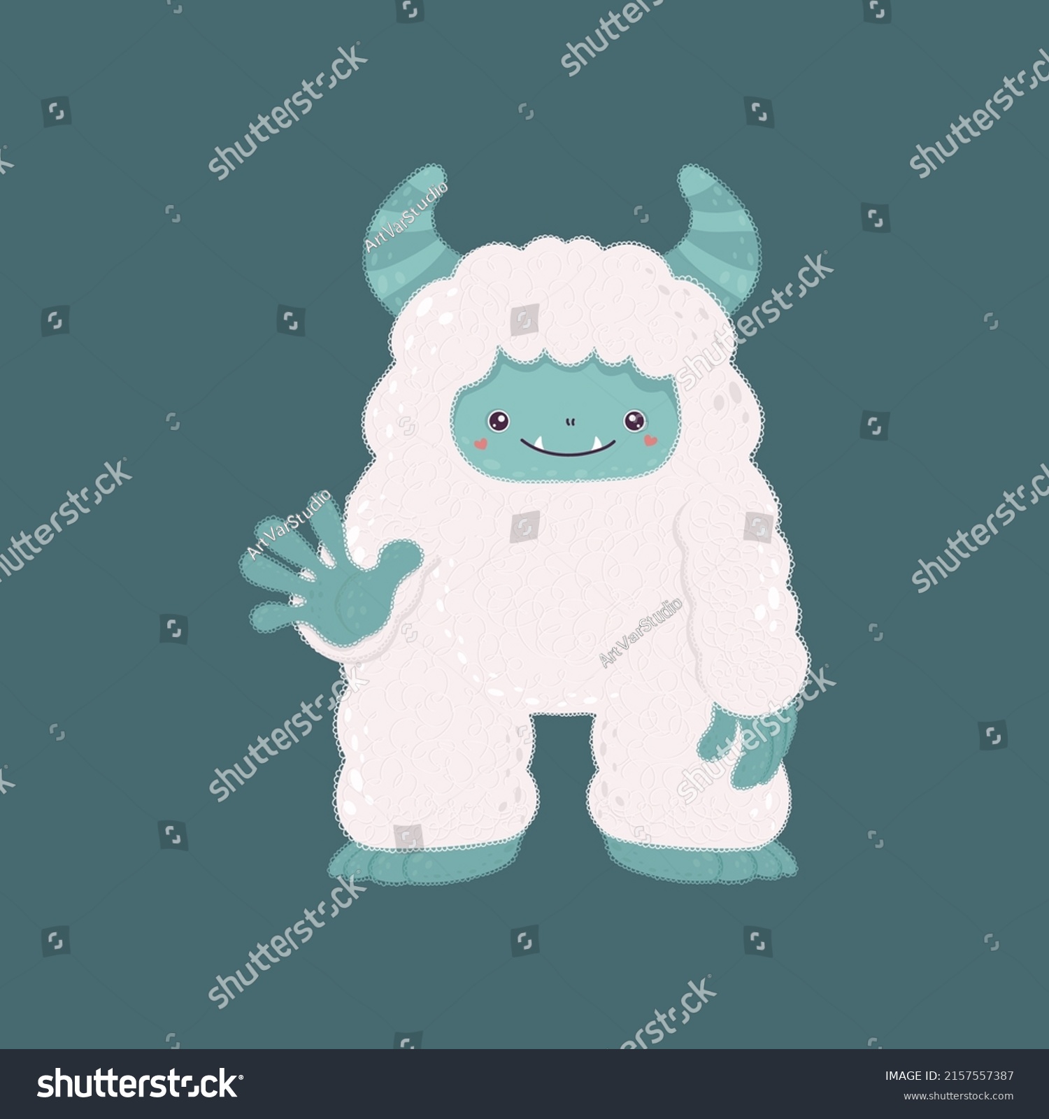 SVG of Vector big foot yeti, cartoon illustration. Vector illustration of a cute monster. Cute little illustration of yeti for kids, baby book, fairy tales, baby shower invitation, textile t-shirt, sticker. svg