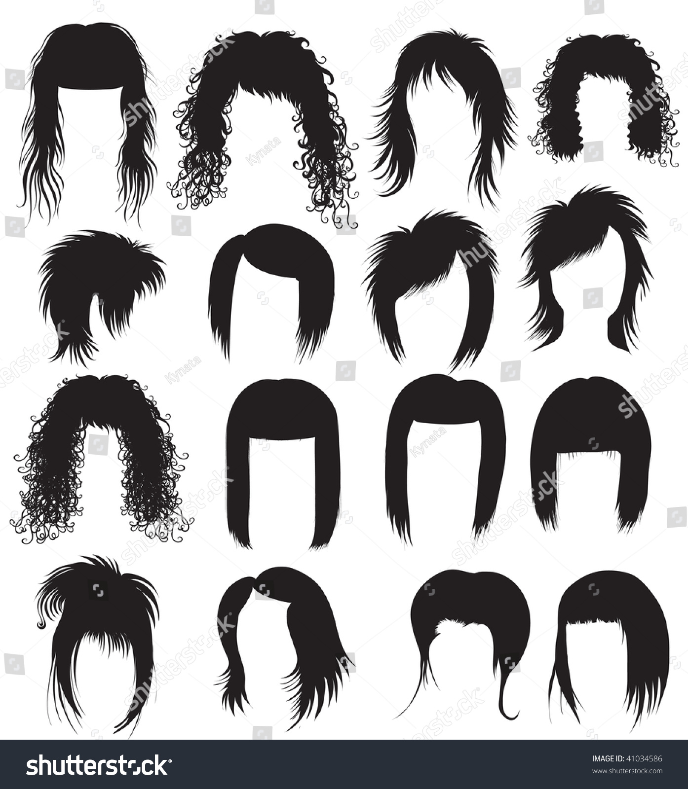 Vector Big Set Black Hair Styling Stock Vector (Royalty Free) 41034586 ...