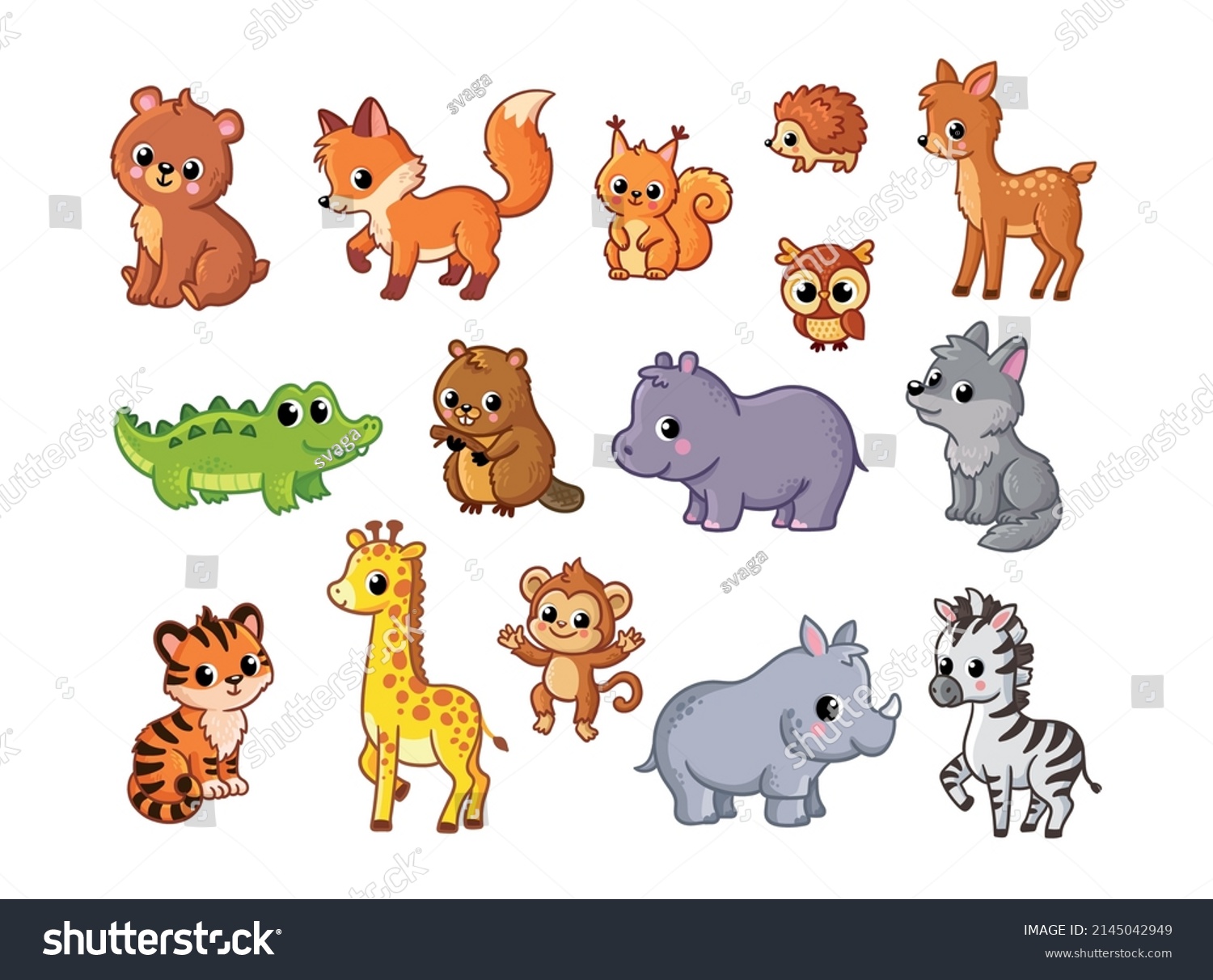 Vector Big Set Kids Animals Africa Stock Vector (Royalty Free ...