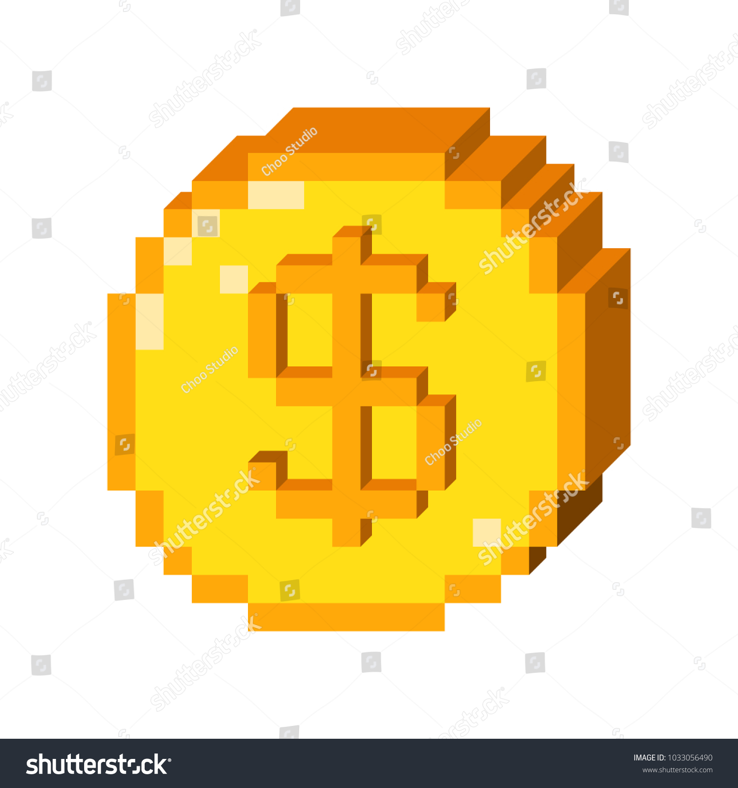 Vector 8 Bit Pixel Art 3d Stock Vector (Royalty Free) 1033056490 ...