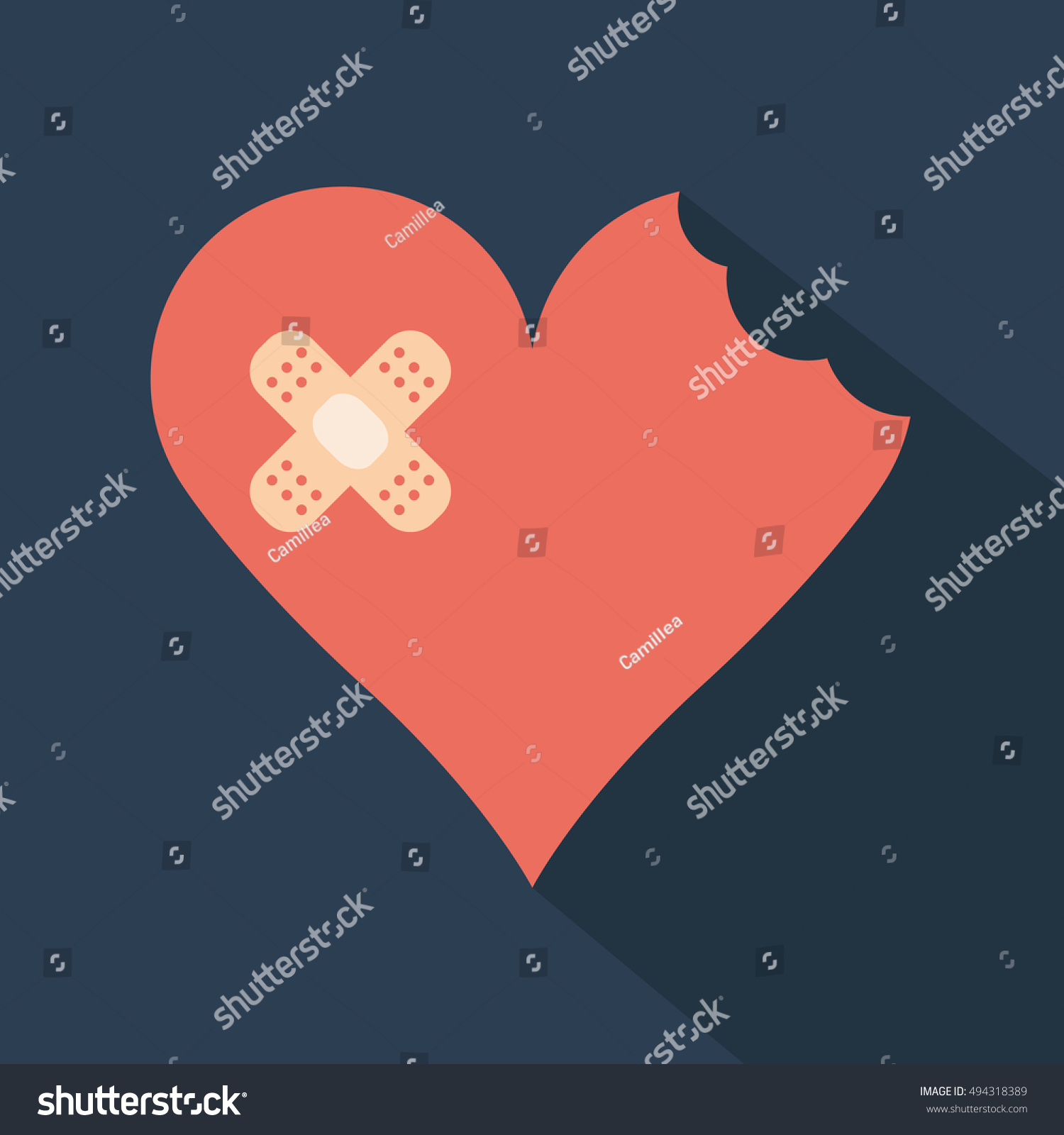 Vector Bitten Heart Symbol Adhesive Plaster Stock Vector (Royalty Free ...