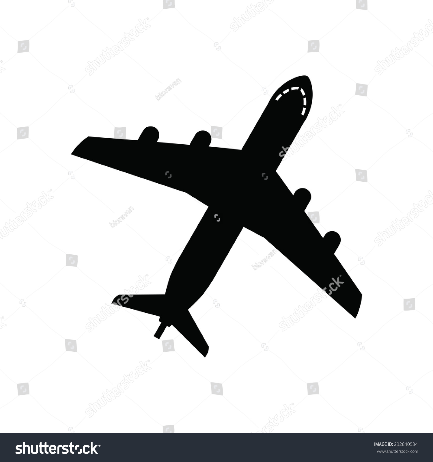 Vector Black Airplane Icon On White Stock Vector 232840534 - Shutterstock