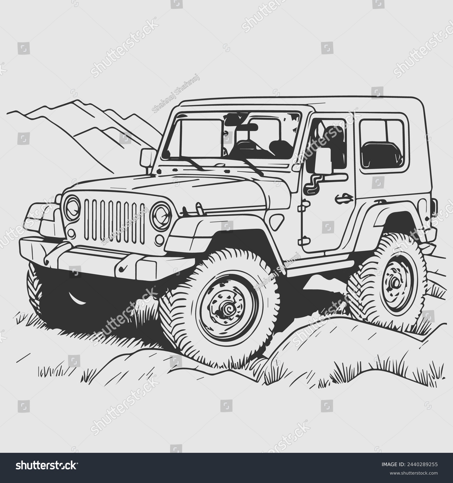 SVG of vector black and white car drawing, sketch svg