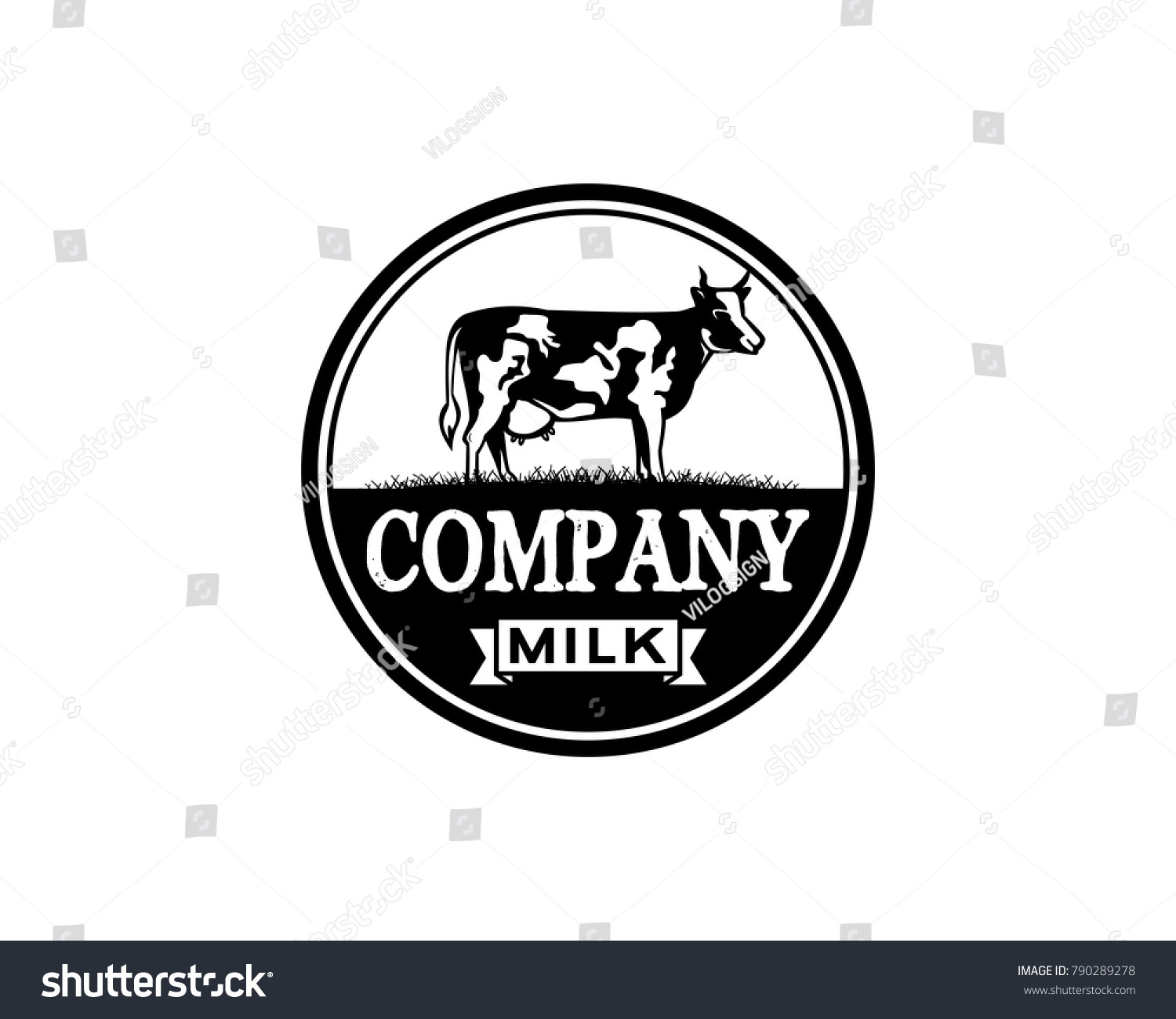 Vector Black White Circle Milch Cow Stock Vector (Royalty Free) 790289278