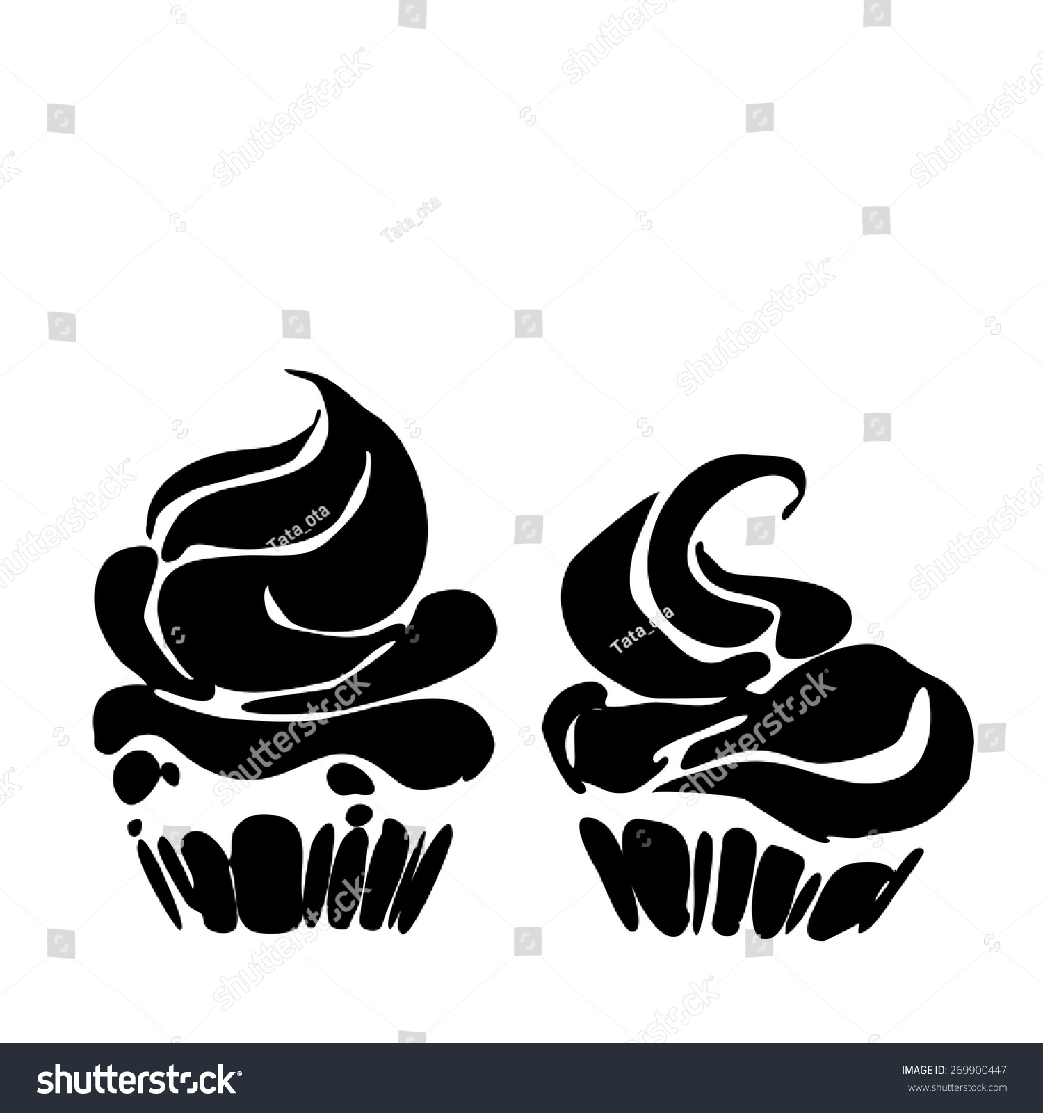 Vector Black White Cupcakes Icons Stock Vector 269900447 - Shutterstock