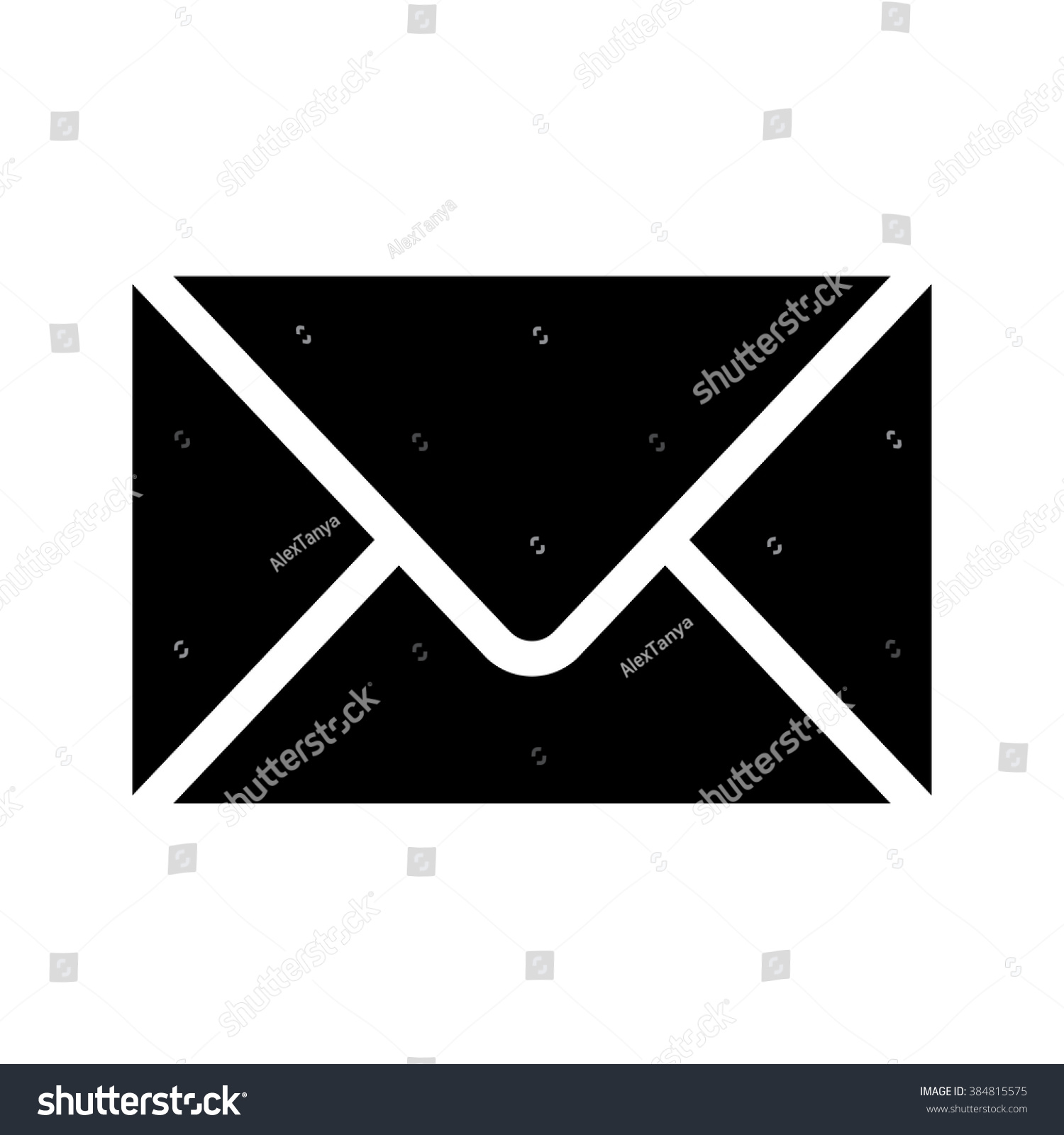 Vector Black White Envelope Icon Simple Stock Vector 384815575
