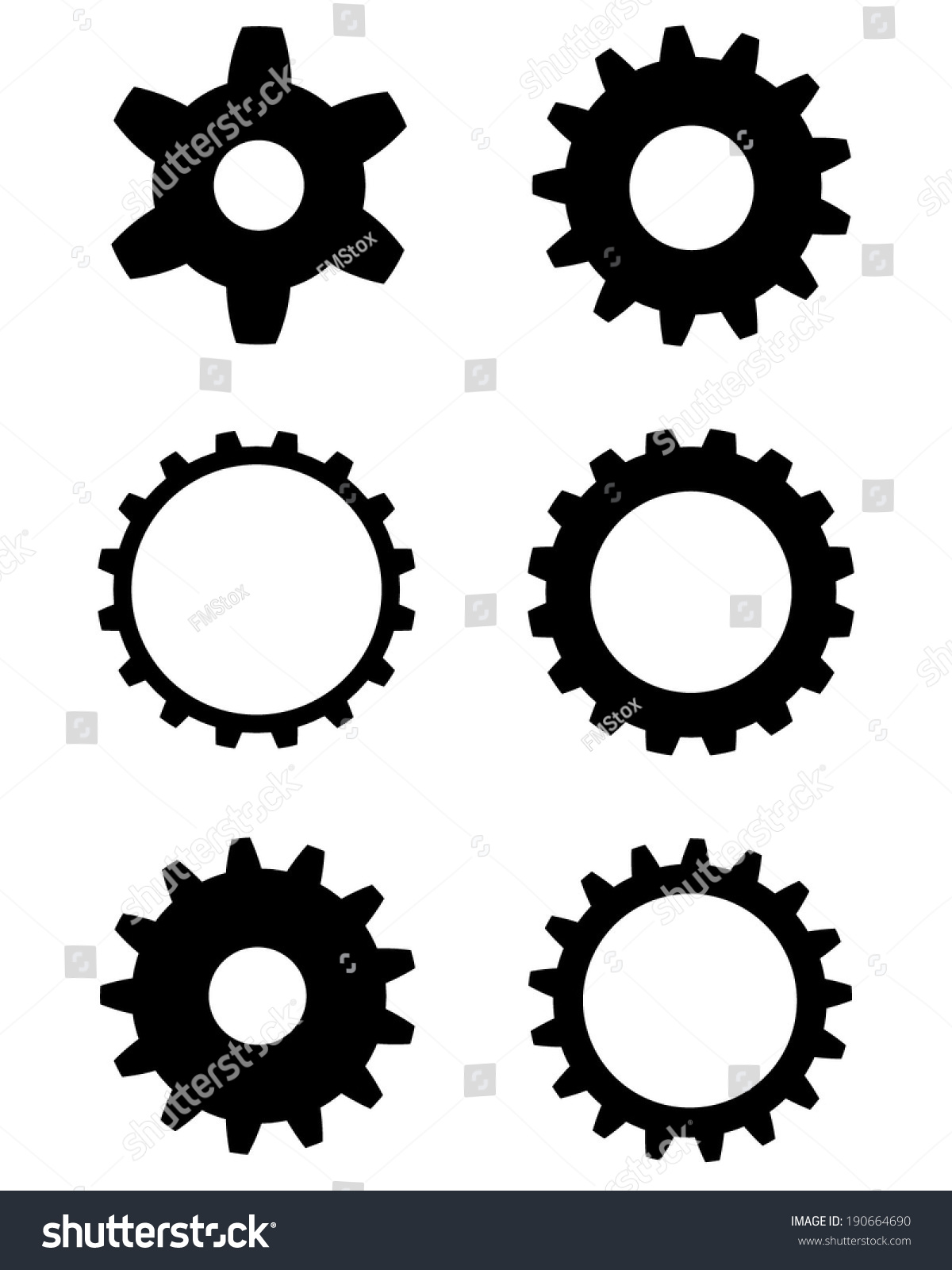 Vector Black And White Gear And Cog Set - 190664690 : Shutterstock