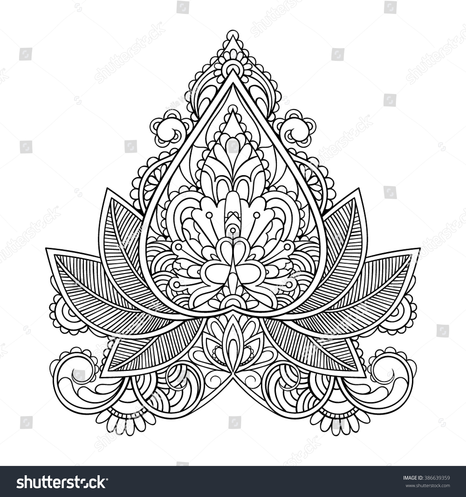 Vector Black White Henna Illustration Stock Vector (Royalty Free ...