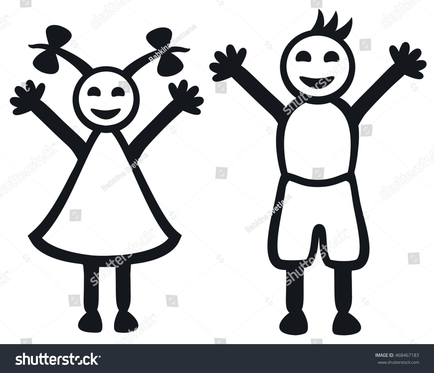 Vector Black White Icons Funny Doodle Stock Vector Royalty Free