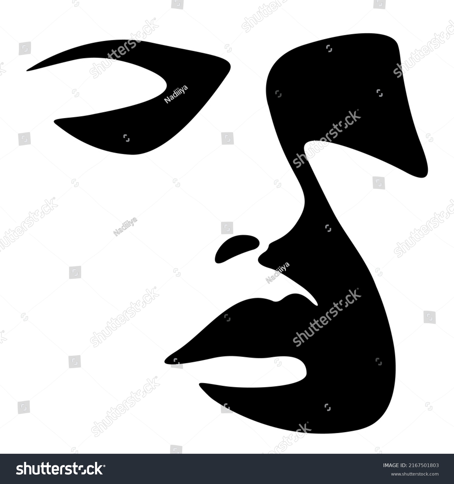 Vector Black White Illustration Beautiful Female Stock Vector (Royalty ...