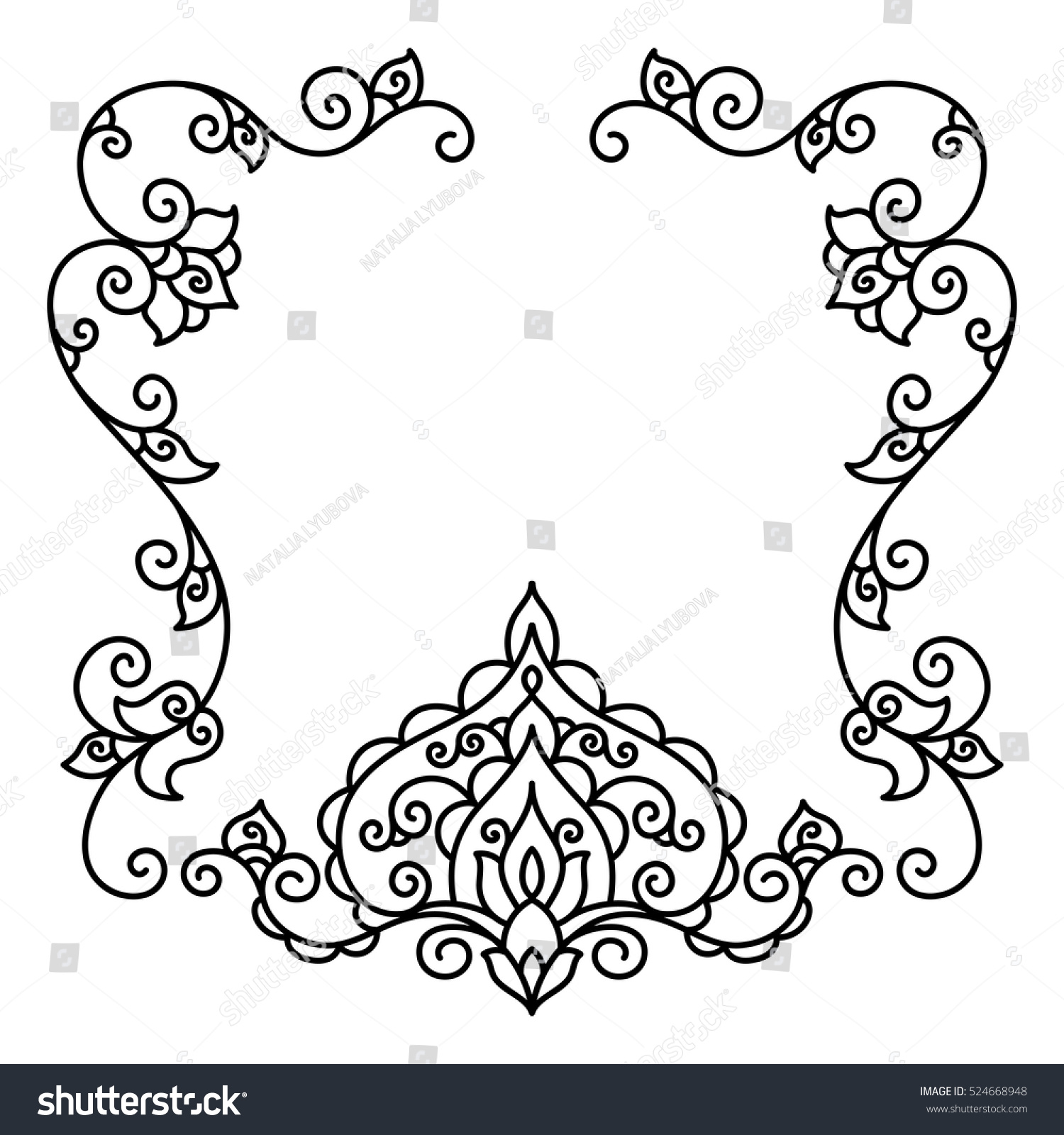 Vector Black White Illustration Set Frame Stock Vector (Royalty Free
