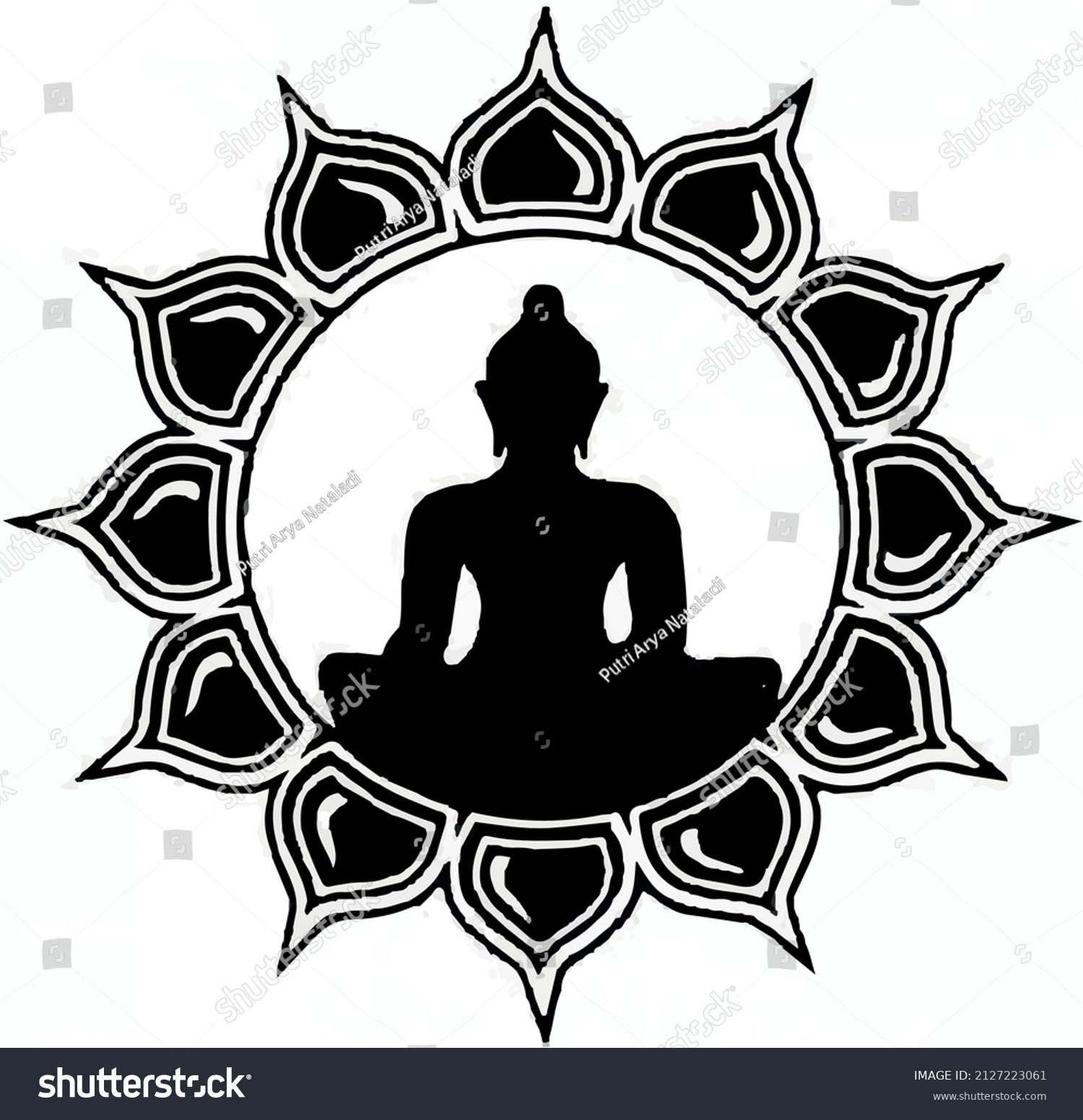 Vector Black White Shape Buddha Simple Stock Vector (Royalty Free ...