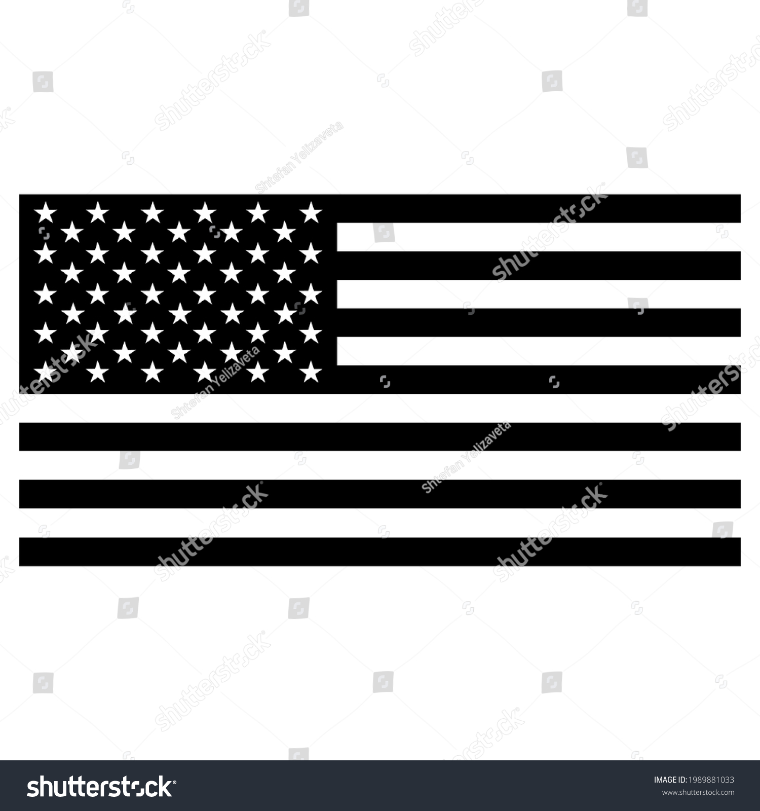 SVG of Vector black and white USA flag, isolated on white background. For cutting svg