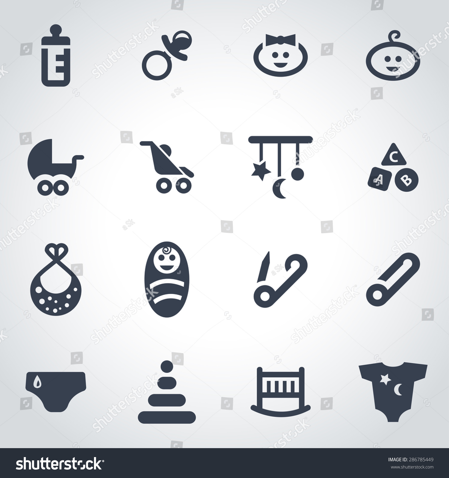 Vector Black Baby Icon Set Stock Vector 286785449 - Shutterstock