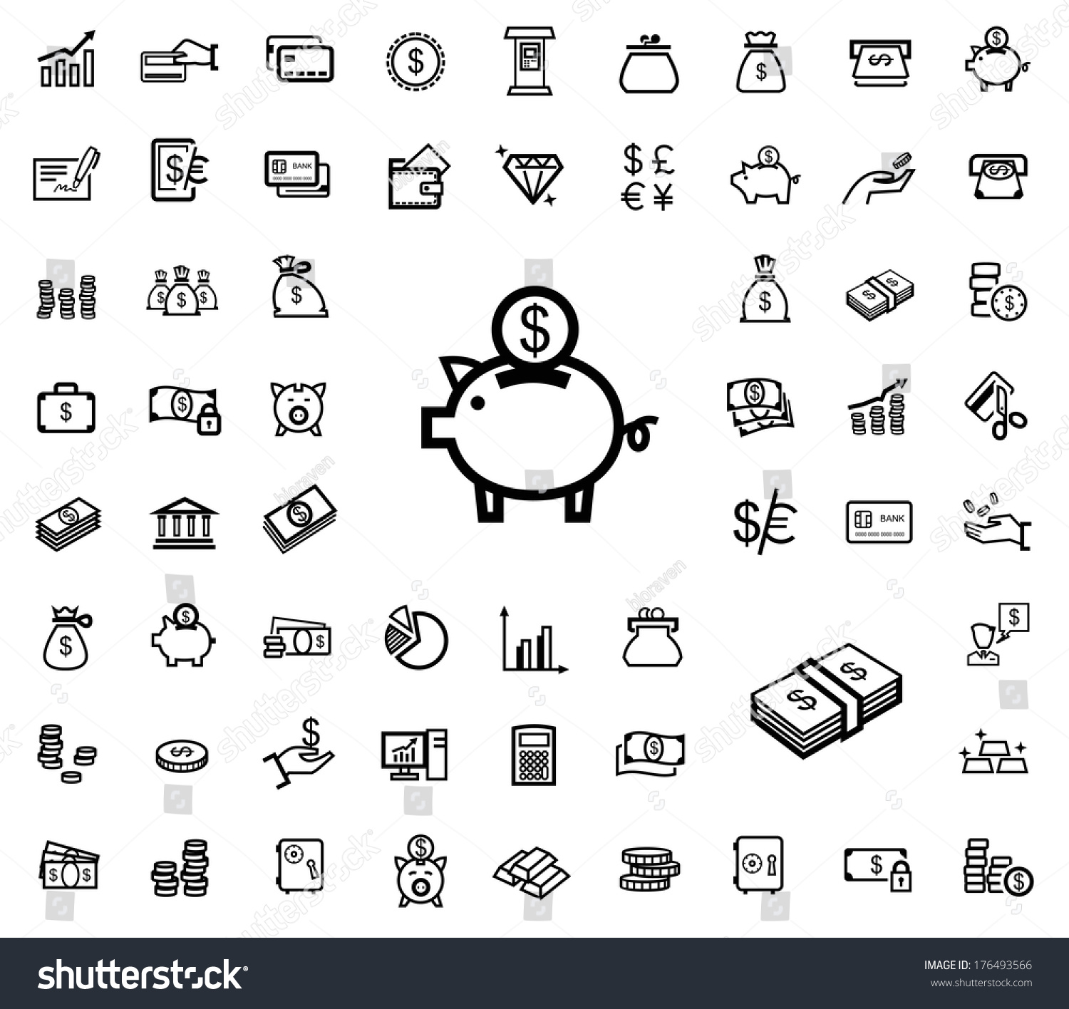 Vector Black Business Icons Stock Vector (Royalty Free) 176493566