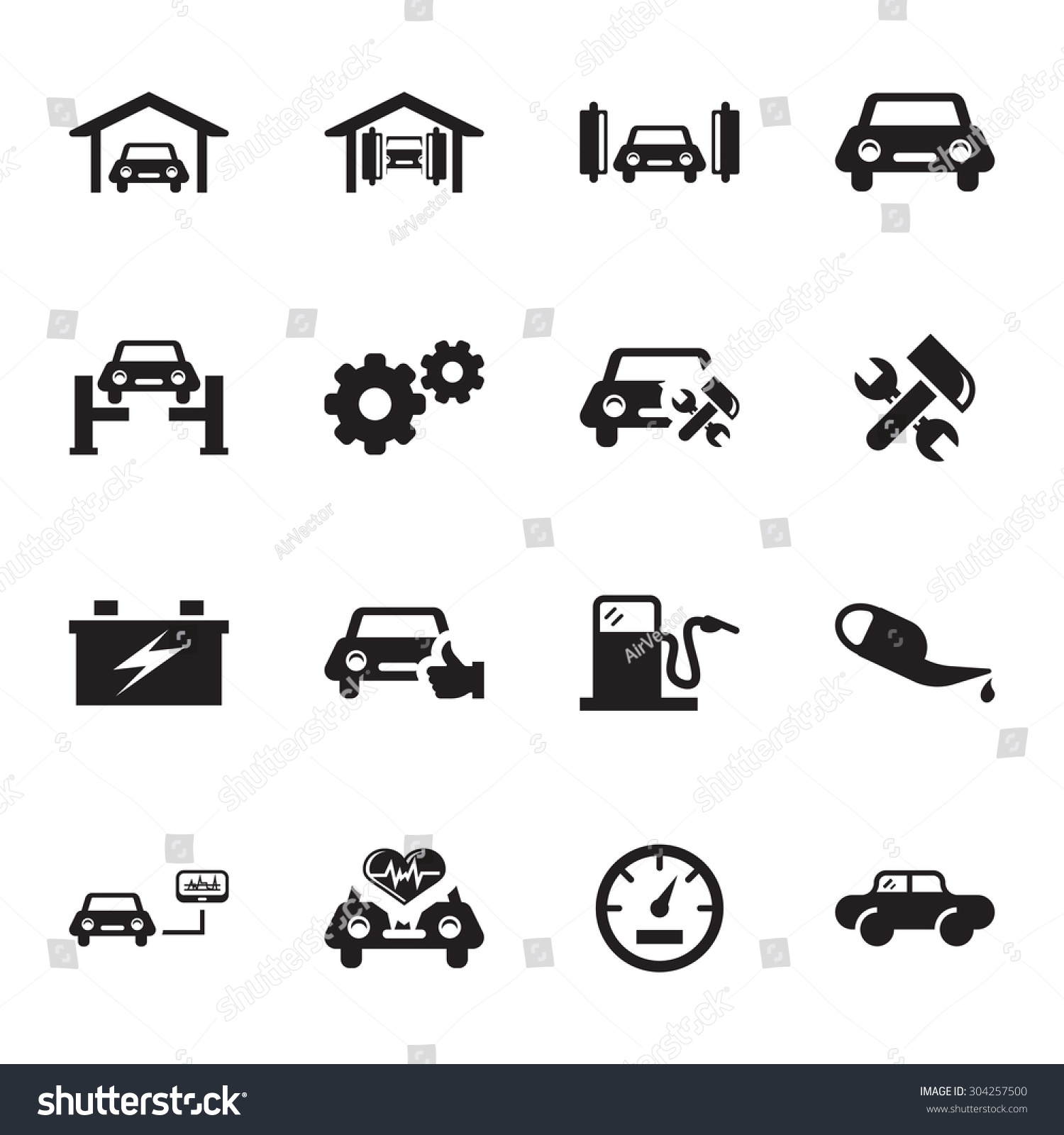 Vector Black Car Service Icon Set On White Background - 304257500 ...